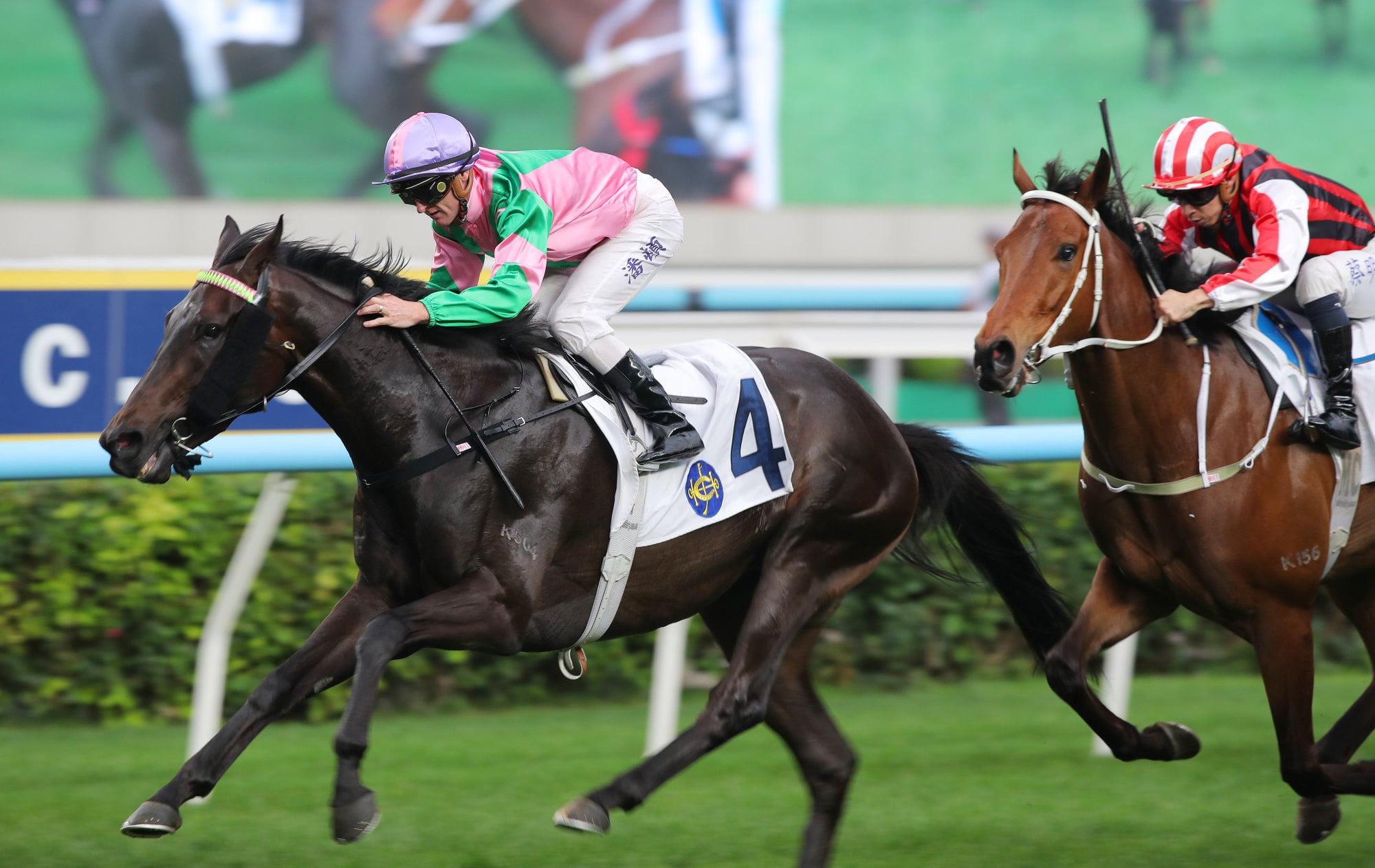 Aerodynamics, ridden by Zac Purton, scores at Sha Tin.