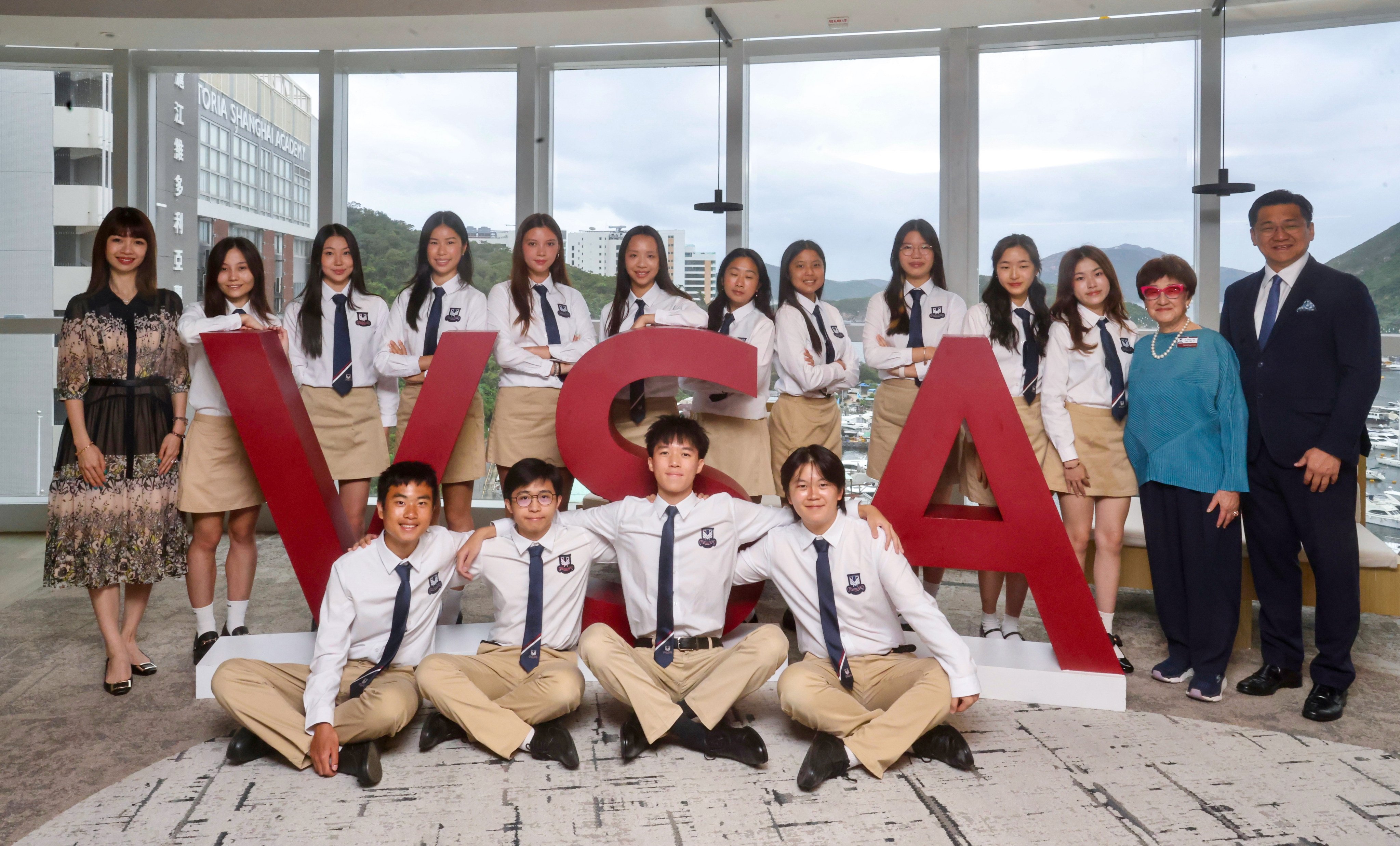Victoria Shanghai Academy celebrates nine students achieving perfect 45 points and an average score of 39. Photo: Jonathan Wong