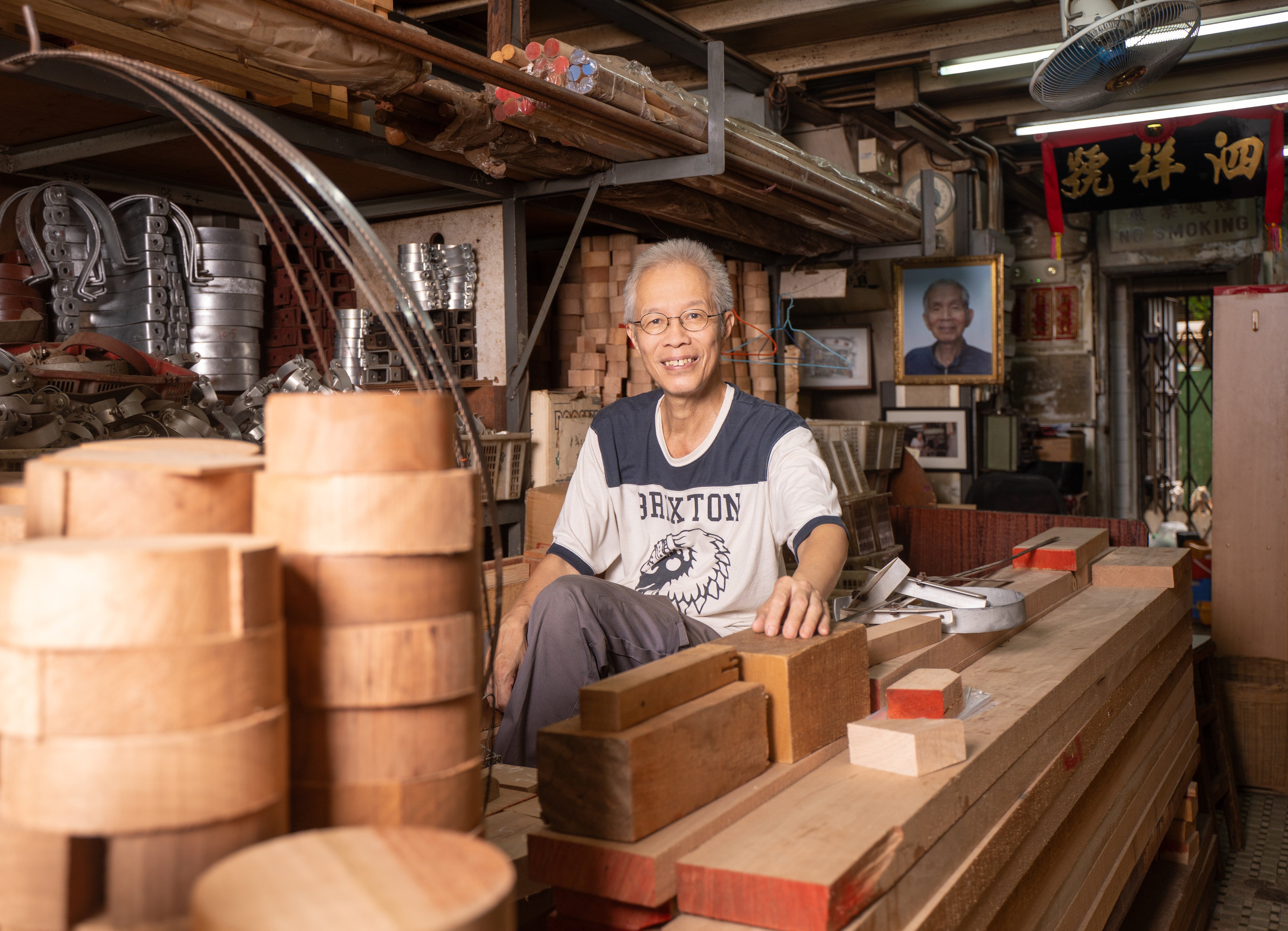 Louis Ho Kwok-biu, fourth-generation master carpenter of Sze Cheung, at his store in Yau Ma Tei. Photo: Alexander Mak