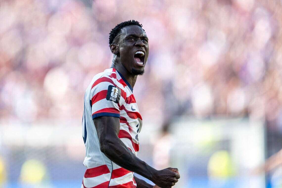 United States forward Folarin Balogun celebrates after scoring a goal against Bosnia-Herzegovina during the Fifa World Cup at Levi’s Stadium in Santa Clara, California on Wednesday. Photo: The Sacramento Bee / TNS