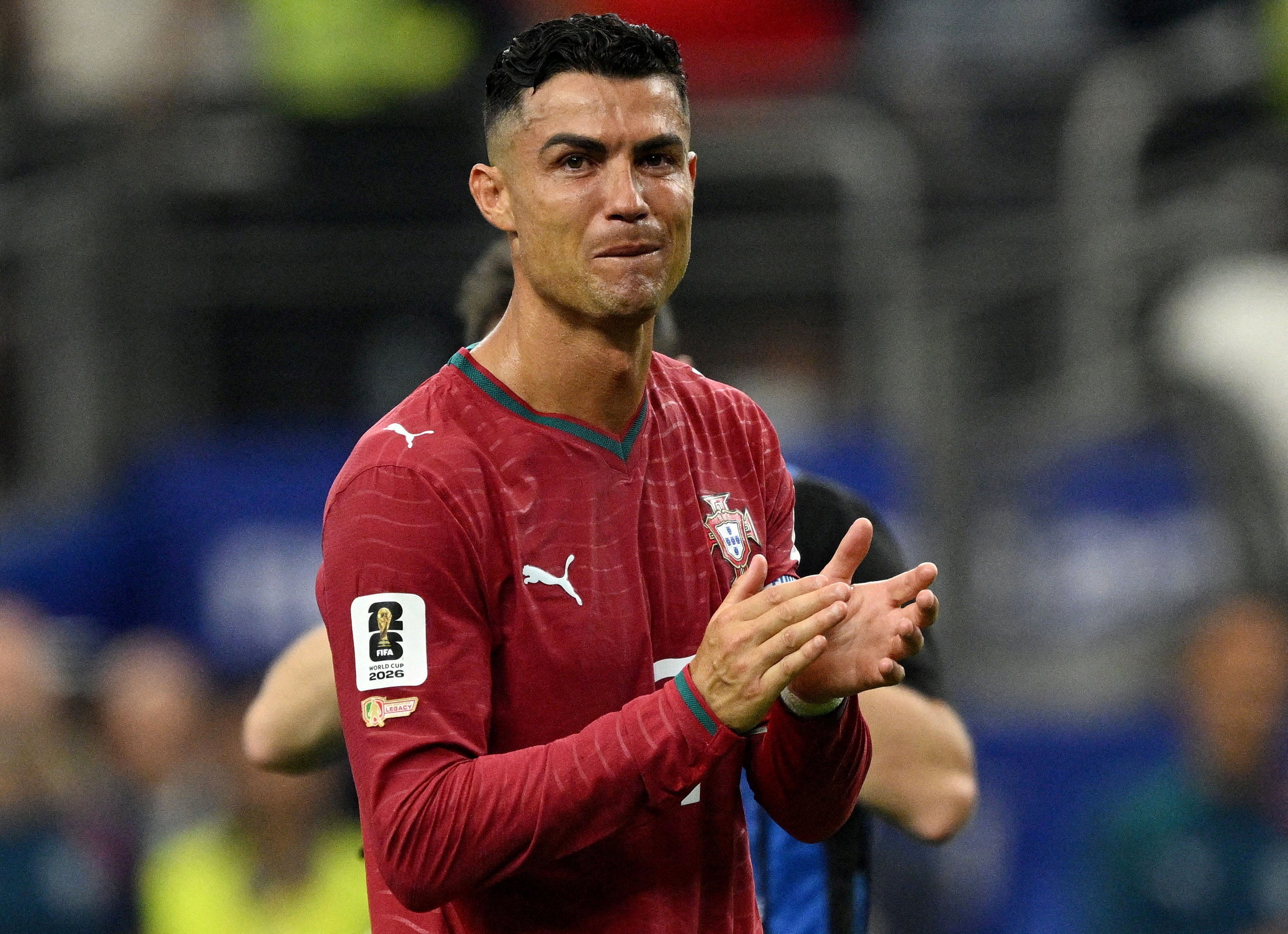 Cristiano Ronaldo could not hold back his emotions after Portugal’s defeat. Photo: Reuters