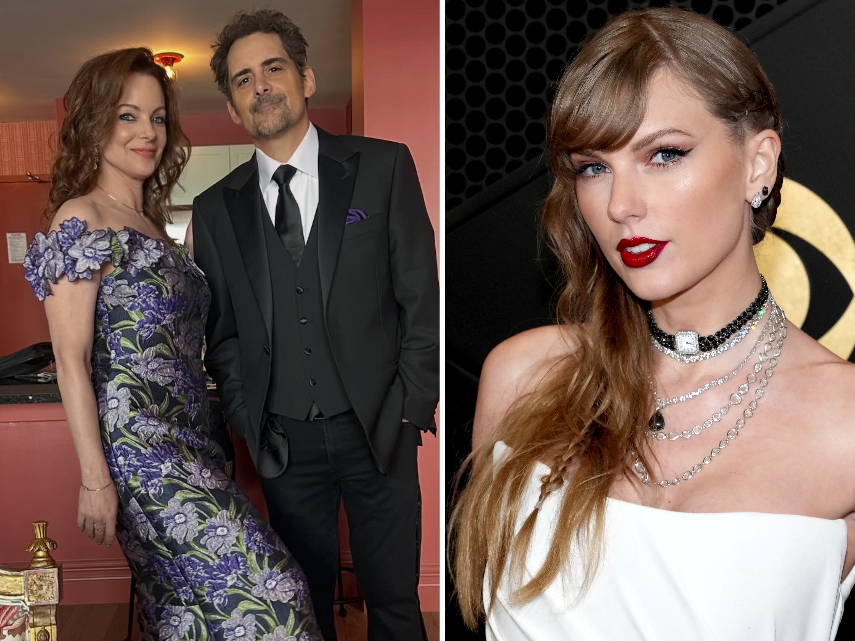 “Went to a thing,” Kimberly Williams-Paisley coyly captioned this photo of her and Brad Paisley, referring to Taylor Swift’s wedding on July 5. Photos: @kimberlywilliamspaisley/Instagram, FilmMagic