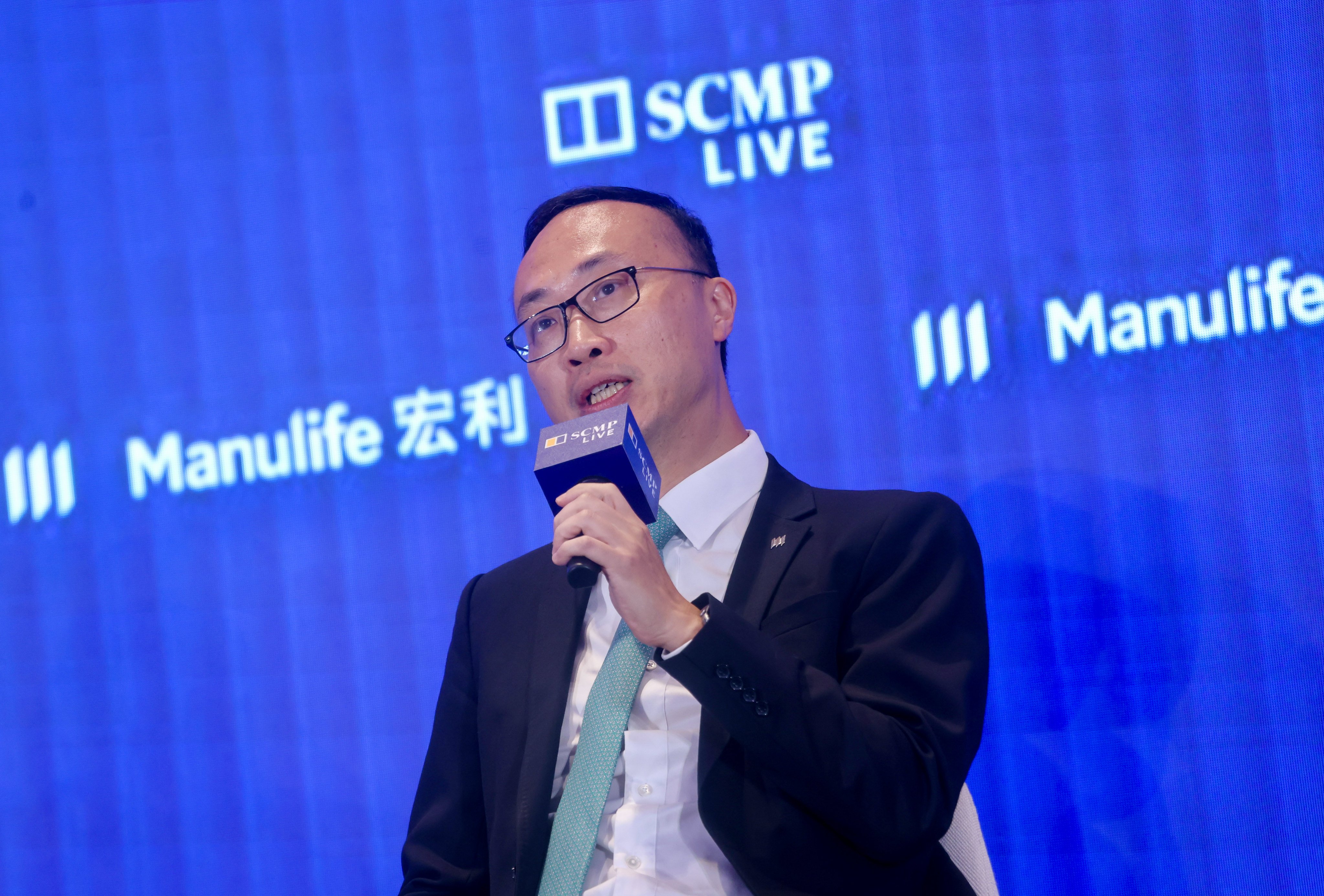 Wilton Kee, the CEO of Manulife Hong Kong and Macau, speaks at the event. Photo: Jonathan Wong