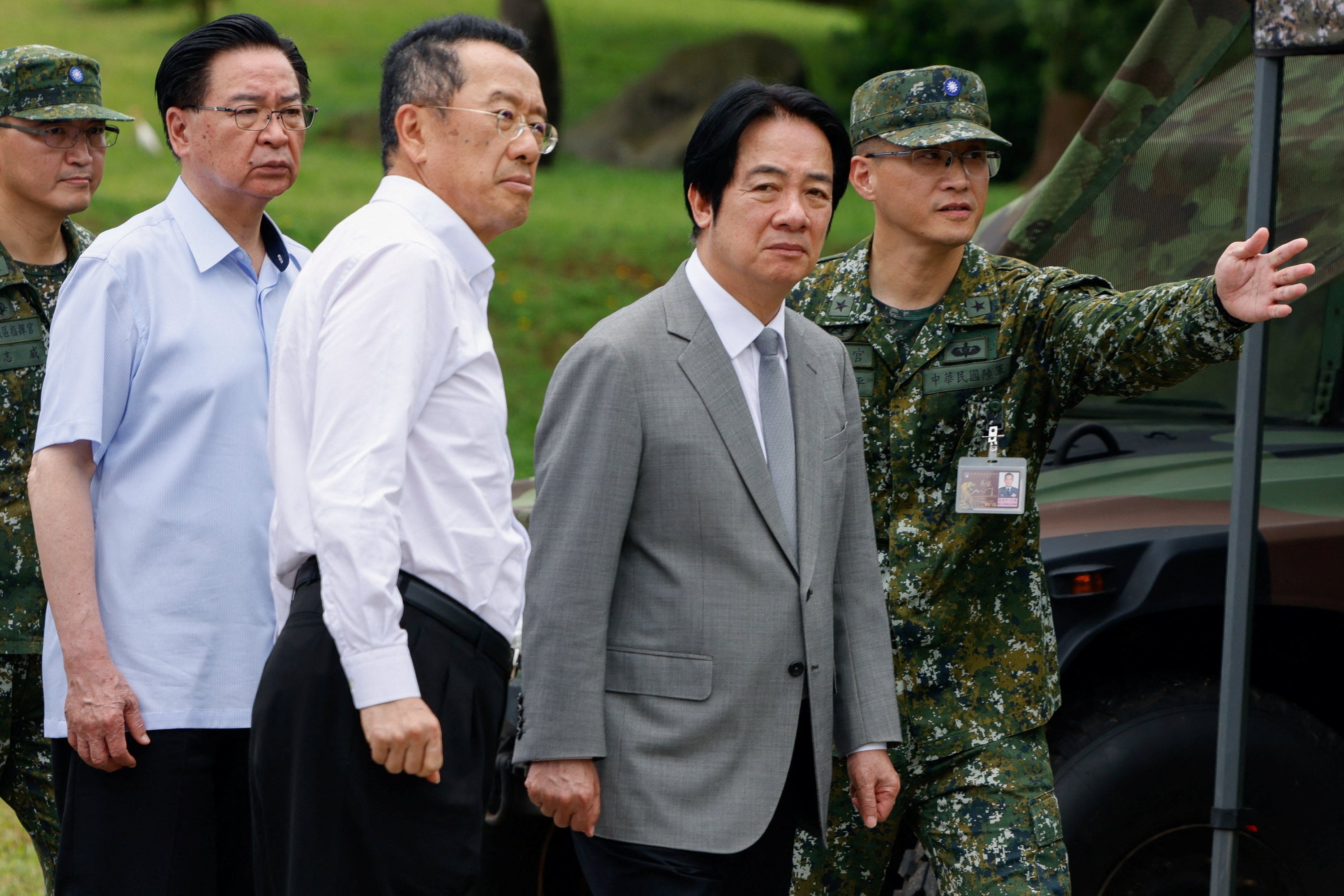 Taiwanese leader William Lai Ching-te (second from right) has championed the "T-Dome" air defence programme to counter aerial threats from Beijing. Photo: Reuters