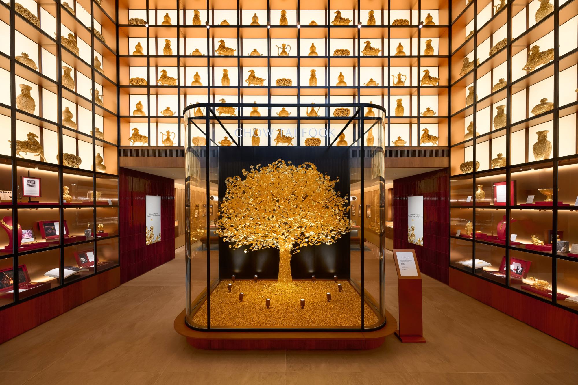 Chow Tai Fook displays it famous Gold Ginkgo Tree at its flagship store in Tsim Sha Tsui. Photo: Handout