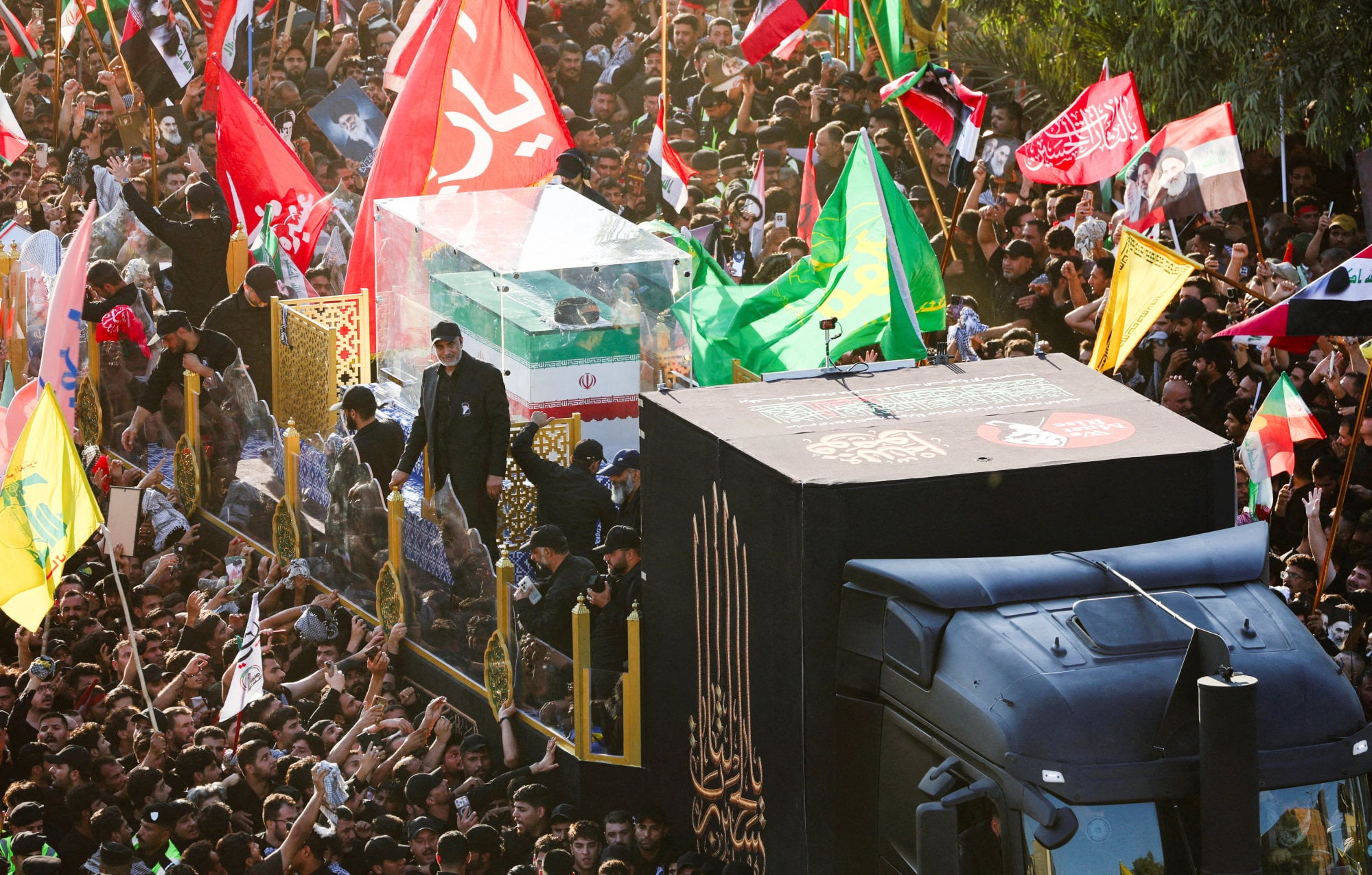 A vehicle carrying the coffin of Iran’s late supreme leader Ayatollah Ali Khamenei for a funeral procession in Najaf, Iraq. Photo: Reuters A vehicle carrying the coffin of Iran’s late supreme leader Ayatollah Ali Khamenei for a funeral procession in Najaf, Iraq. Photo: Reuters