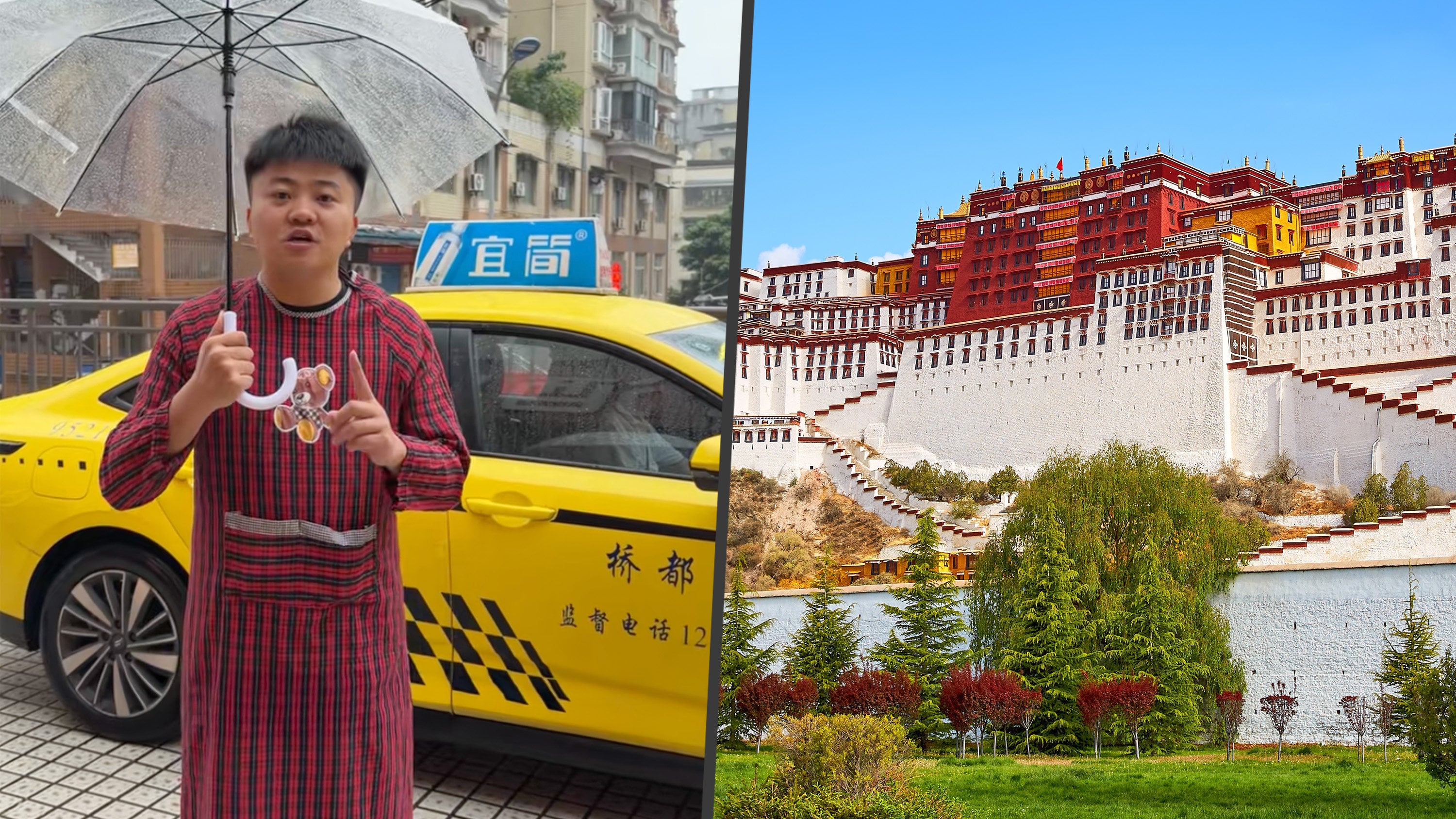 The Tibet tourism authority has awarded a Chinese blogger 500,000 yuan (US$73,500) for a viral video showcasing the region’s breathtaking natural beauty during an epic cab ride from Sichuan to Tibet. Photo: SCMP composite/Shutterstock/Douyin