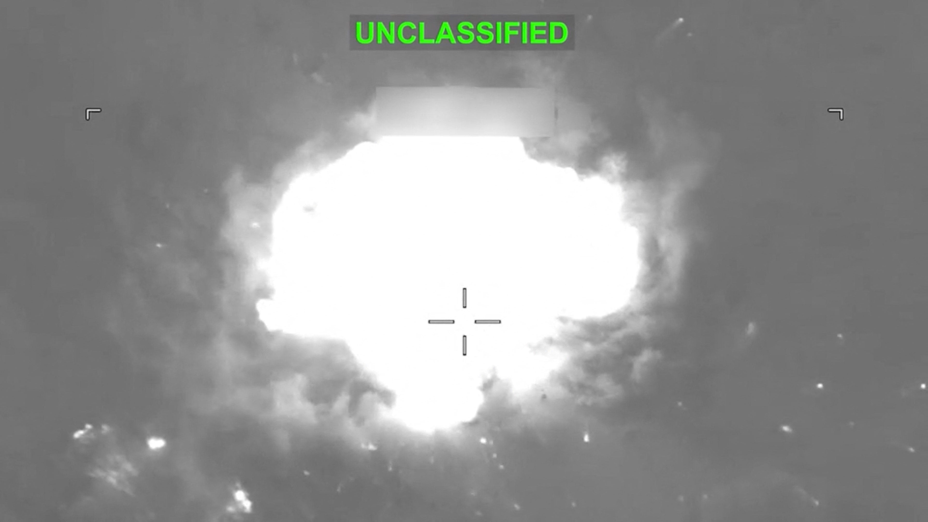 An explosion at an unknown location following what the US military said were strikes on Iranian targets. Photo: US Central Command via Reuters