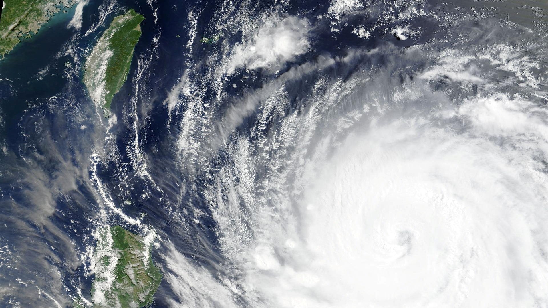 A satellite image shows Super Typhoon Bavi as it churns in the Pacific Ocean towards Taiwan on Thursday. Photo: Handout via Reuters
