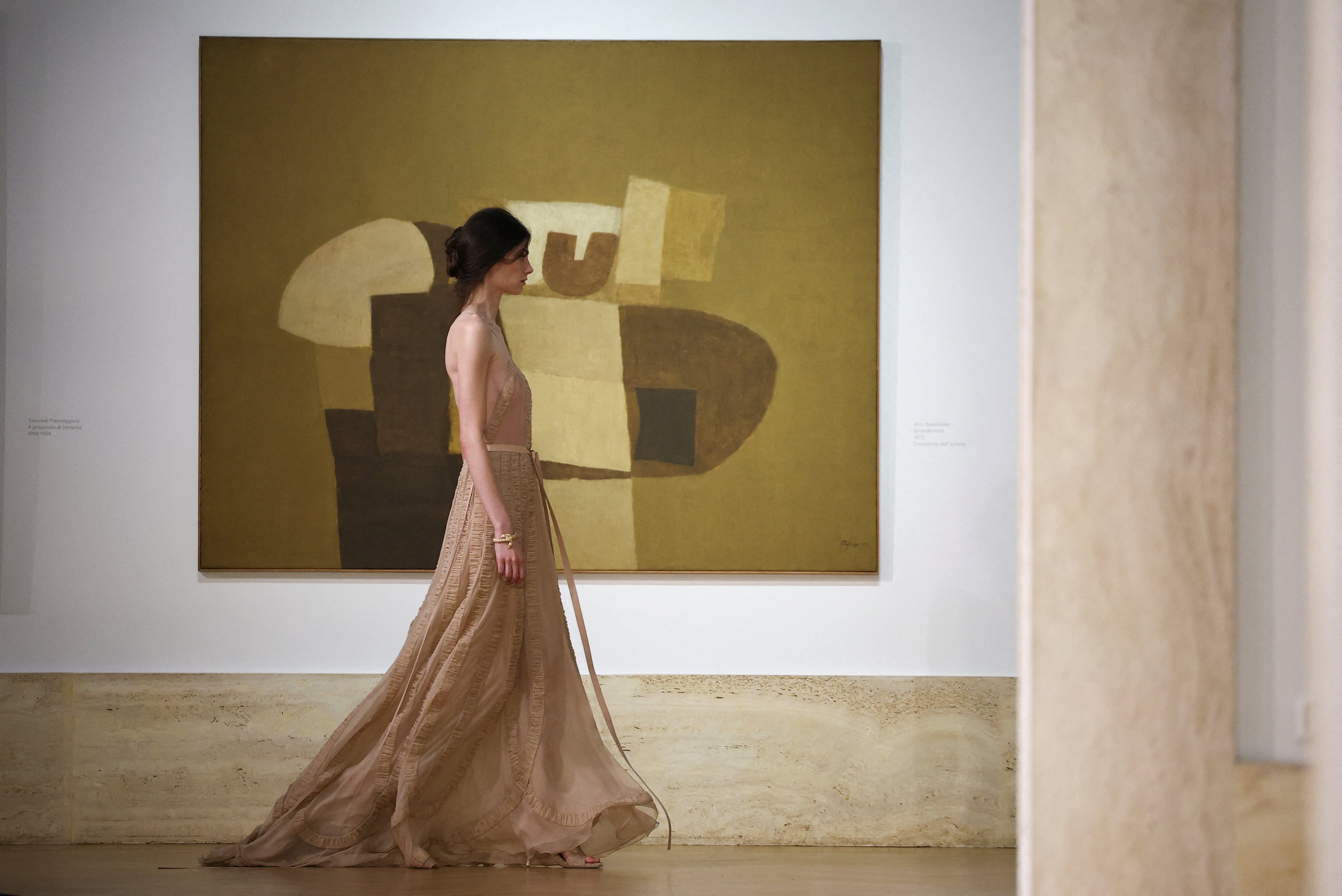 Maria Grazia Chiuri’s first haute couture show for Fendi was held at Rome’s Galleria Nazionale d’Arte Moderna e Contemporanea. Photo: Reuters