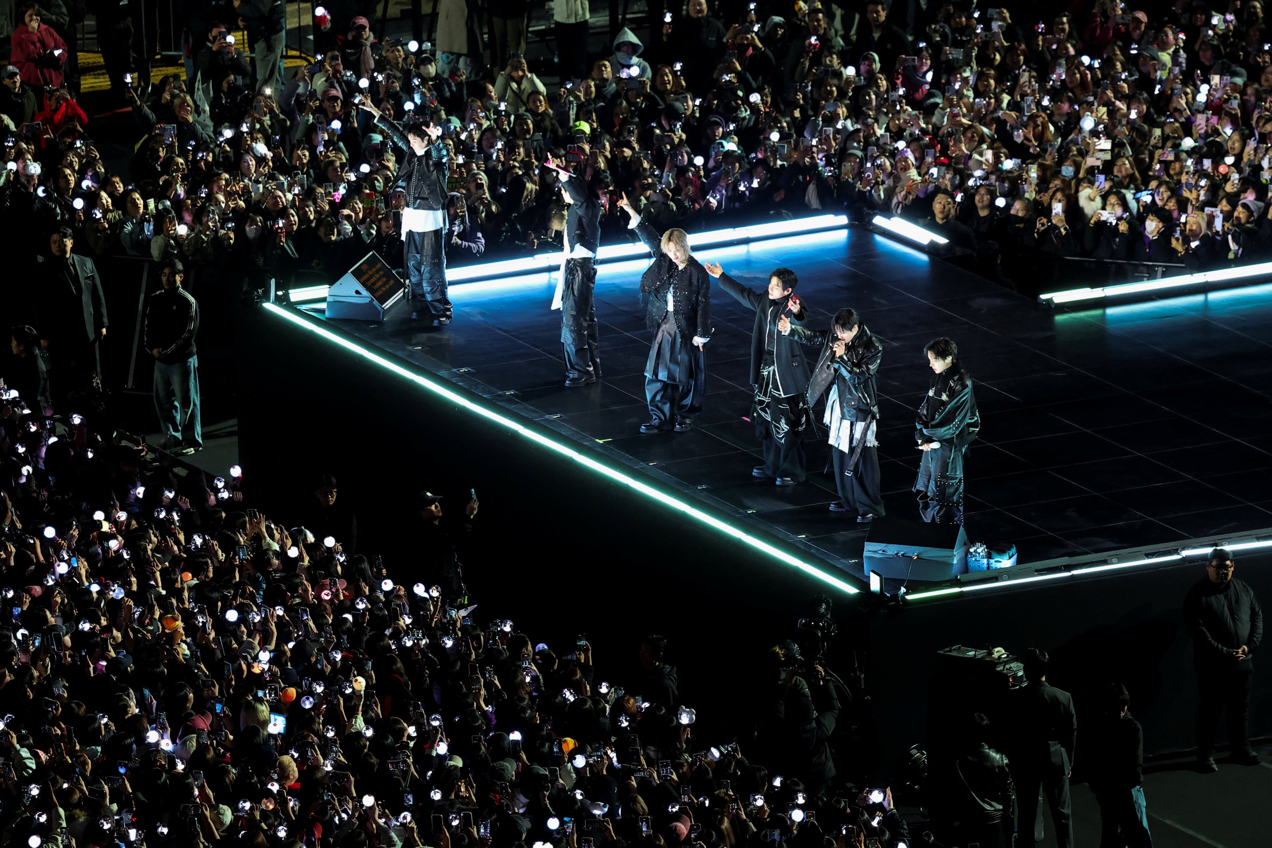 K-pop group BTS performs in central Seoul on March 21. Photo: Reuters