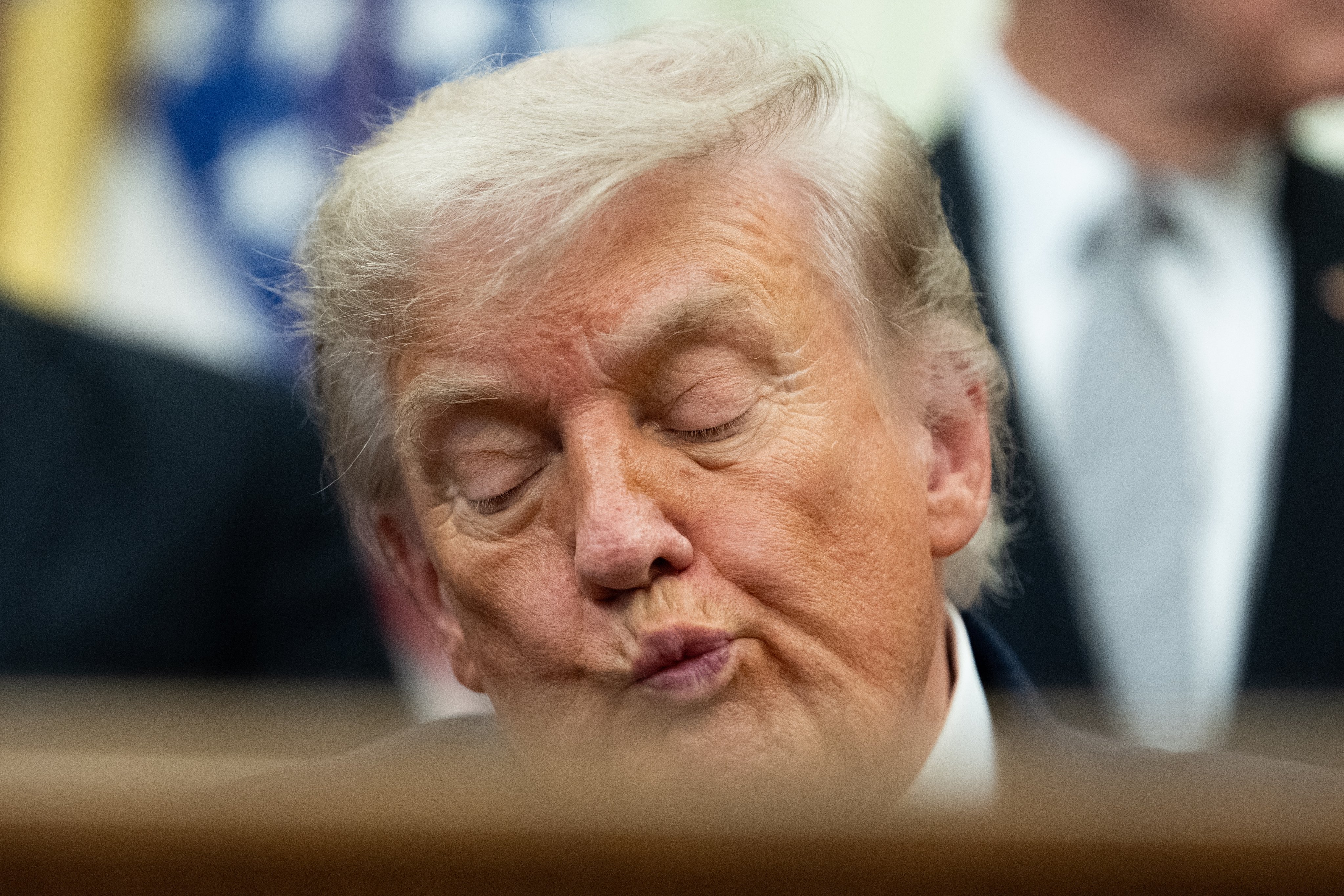US President Donald Trump in the Oval Office of the White House on June 26. Trump is speaking on the report released by the Religious Liberty Commission, which was established by executive order last year.  Photo: EPA / Pool