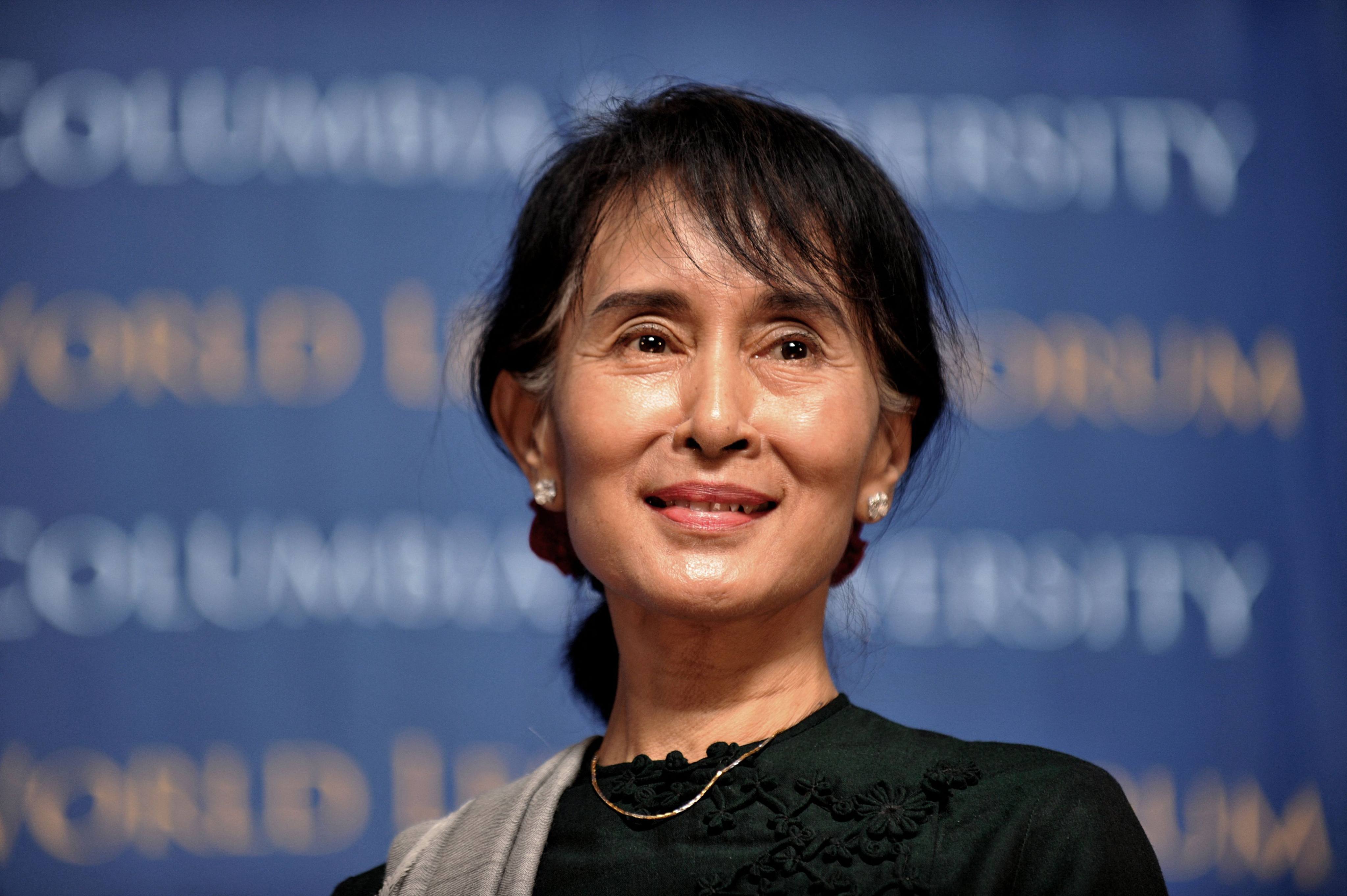 Aung San Suu Kyi, then a Member of Parliament, speaks at the Low Memorial Library at Columbia University in New York on September 22, 2012. Photo: AFP
