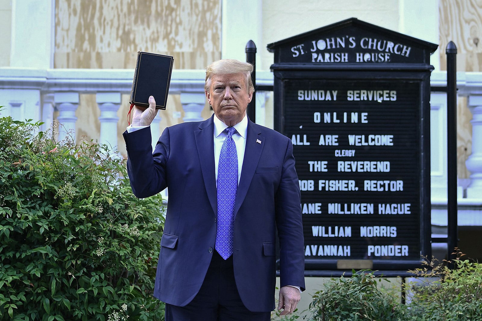 US President Donald Trump holds up a Bible outside a church in Washington in 2020. Photo: AFP/Getty Images/TNS