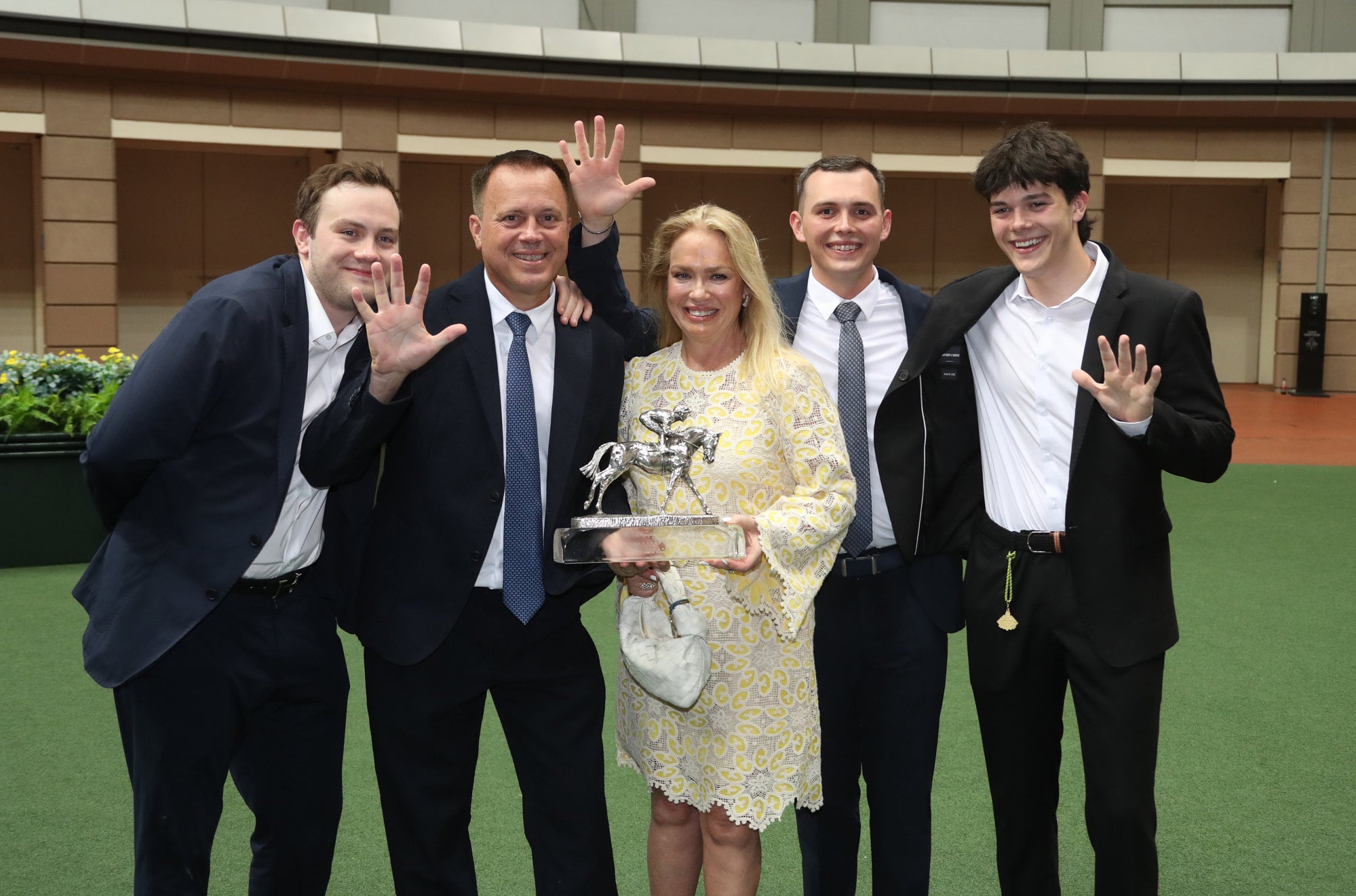 Caspar Fownes (second left) and family celebrating the trainer's fifth championship.