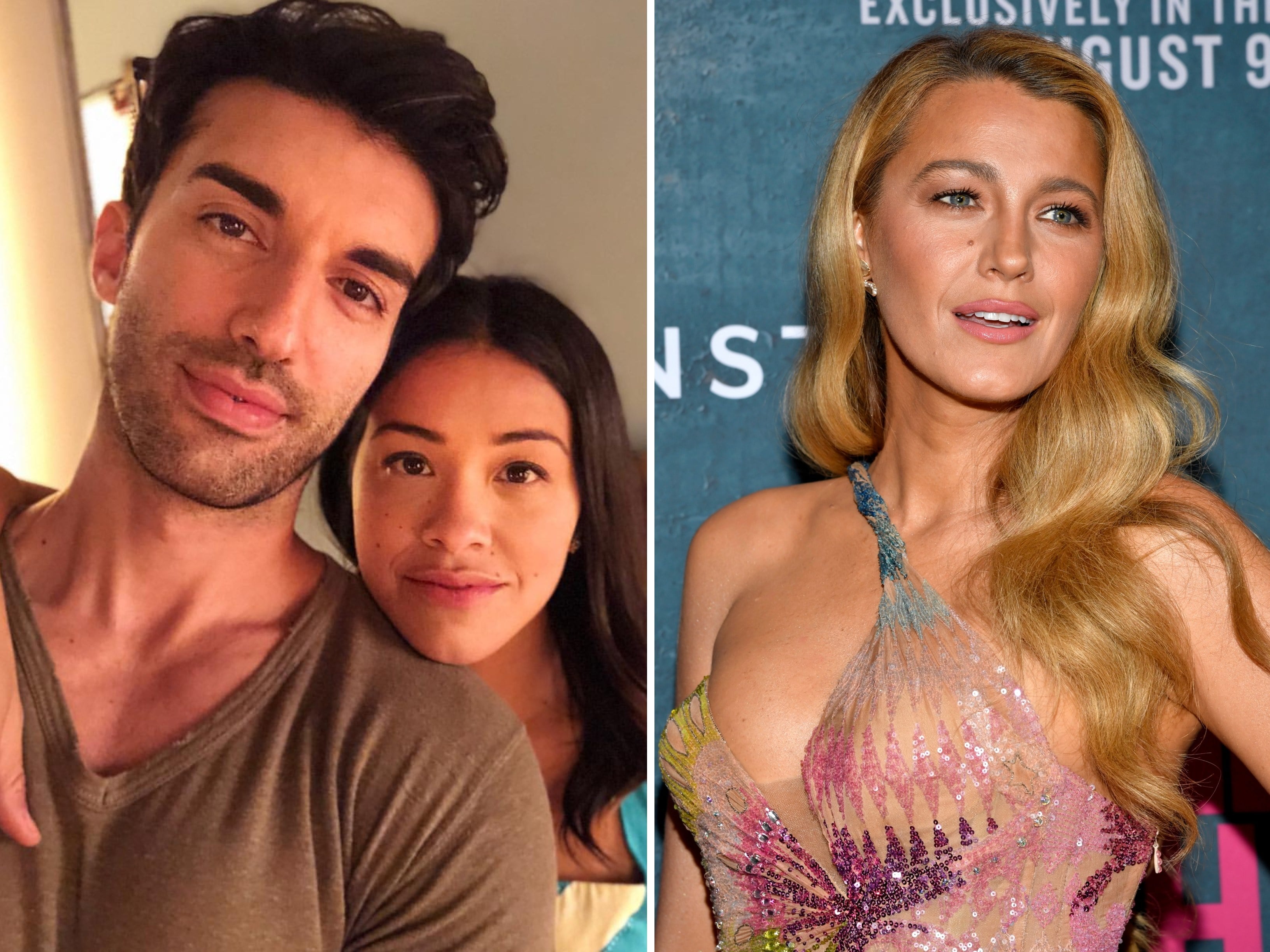 Gina Rodriguez, pictured with former co-star Justin Baldoni (left), has voiced her support for him after he recently spoke about his legal saga with Blake Lively (pictured right). Photo: @hereisgina/Instagram; AP
