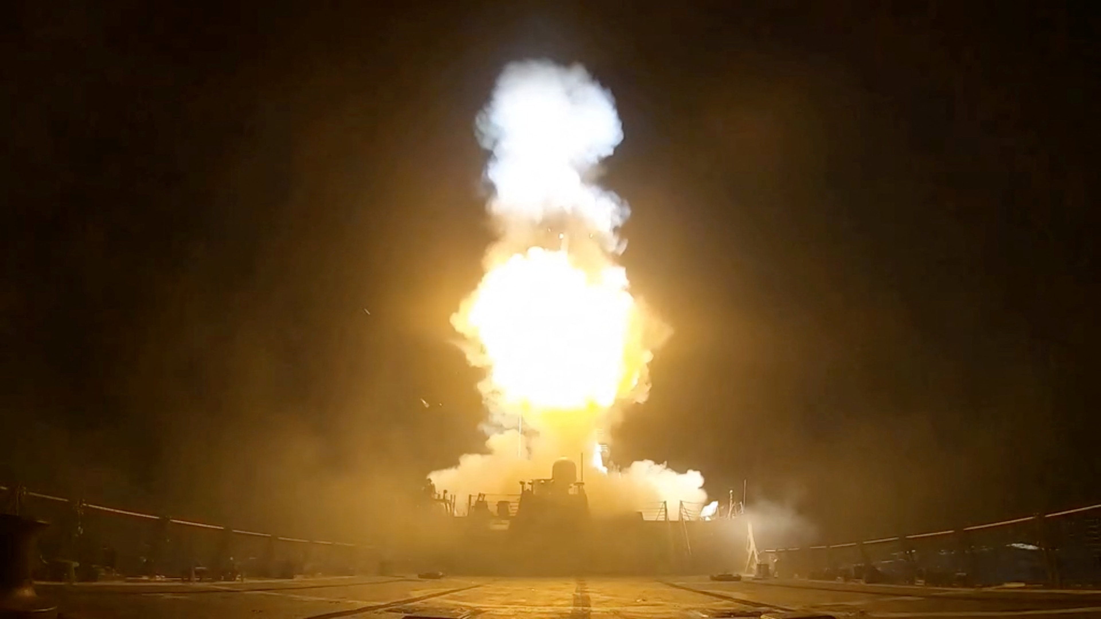 A projectile is fired during what US Central Command said were strikes against Iranian military targets, in an image taken from video released on July 11. Photo: CENTCOM via Reuters