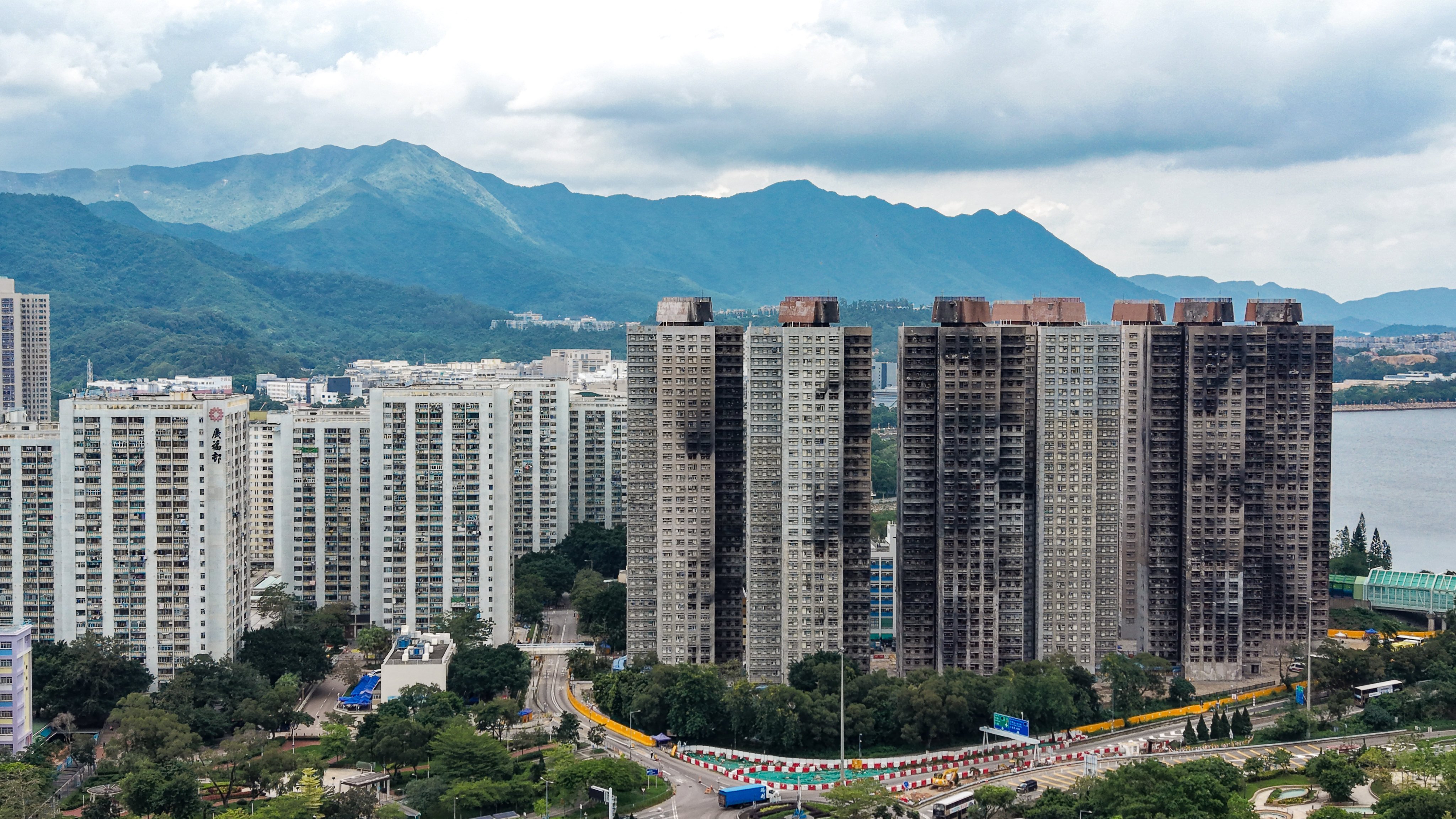 Seven of the eight high-rise towers at Wang Fuk Court in Tai Po were ravaged by fire last November. Photo: Elson Li