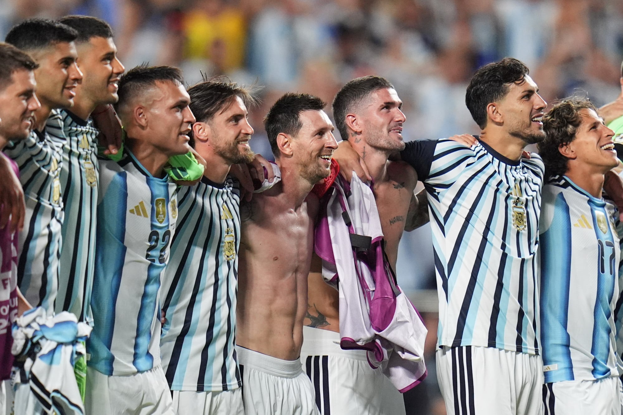 Argentina’s team, which has advanced to the semi-finals of the World Cup, is donating supplies to China’s flood victims. Photo: AP Argentina’s team, which has advanced to the semi-finals of the World Cup, is donating supplies to China’s flood victims. Photo: AP