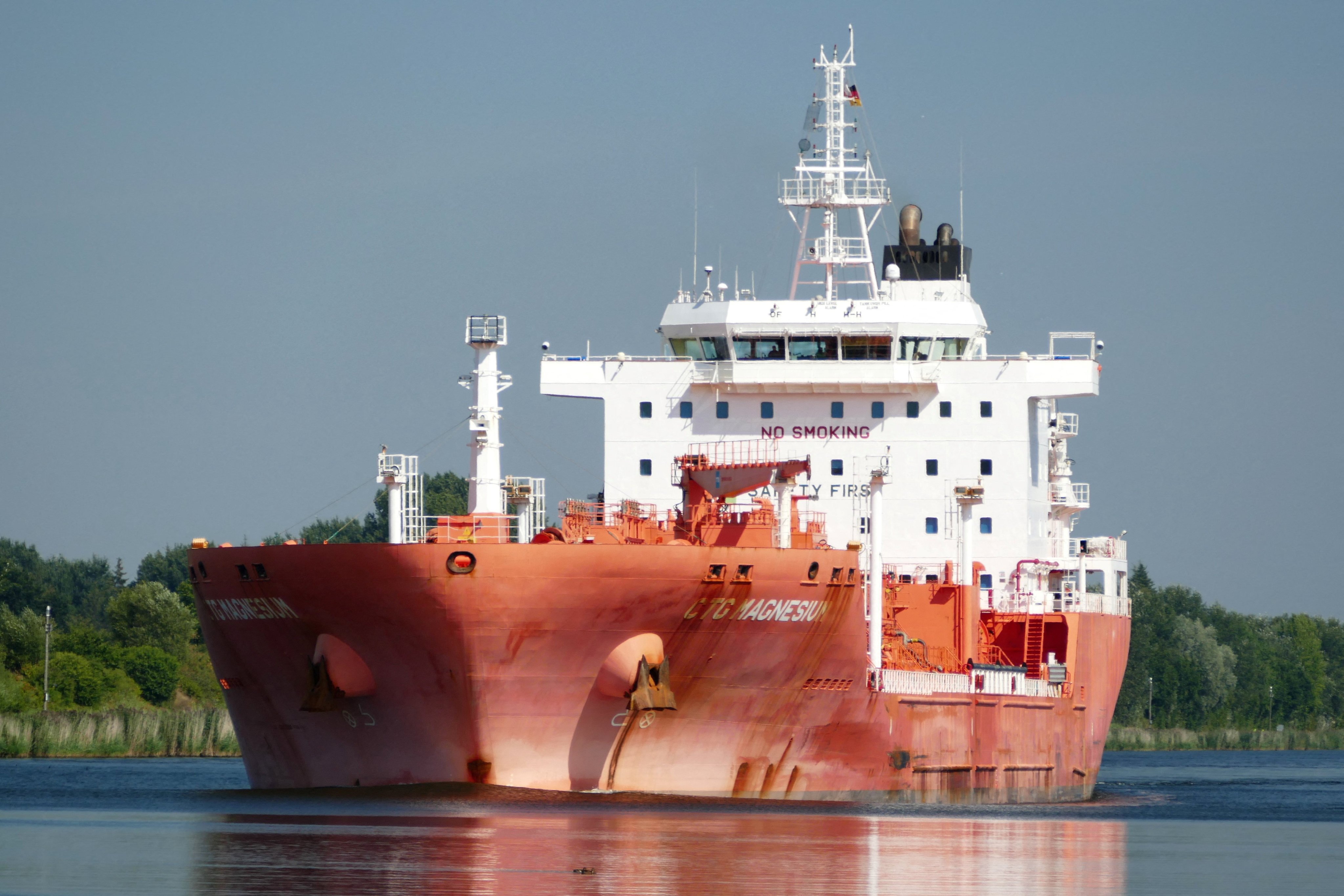 Chemical tanker Stolt Magnesium catches fire following an explosion off the coast of Oman on Tuesday. Photo:  Hans-Peter Schroder/Reuters