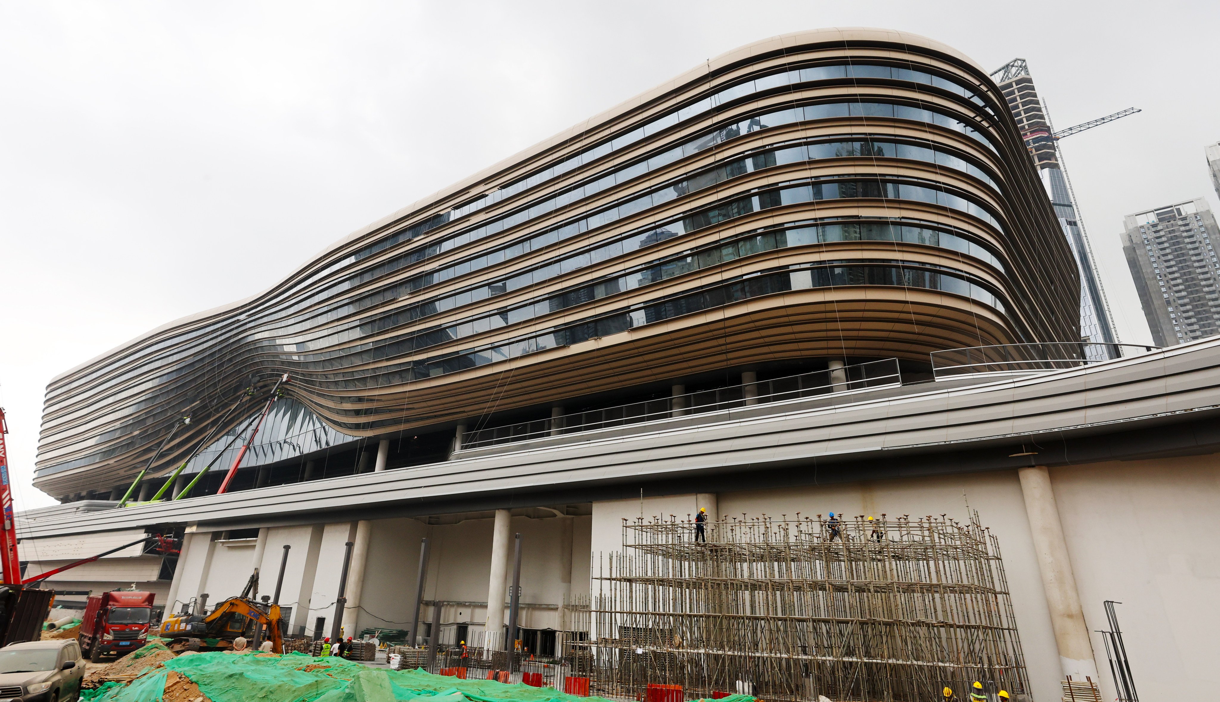 The upgraded port building has been “basically completed” with contractors continuing interior works and installing required facilities. Photo: Edmond So