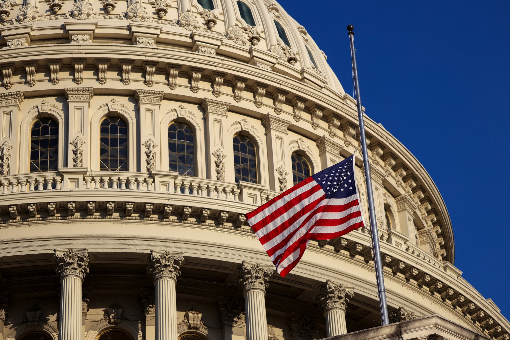 The US Capitol flag flies at half-staff in honour of the late Senator Lindsey Graham in Washington on Monday. Photo: Reuters The US Capitol flag flies at half-staff in honour of the late Senator Lindsey Graham in Washington on Monday. Photo: Reuters