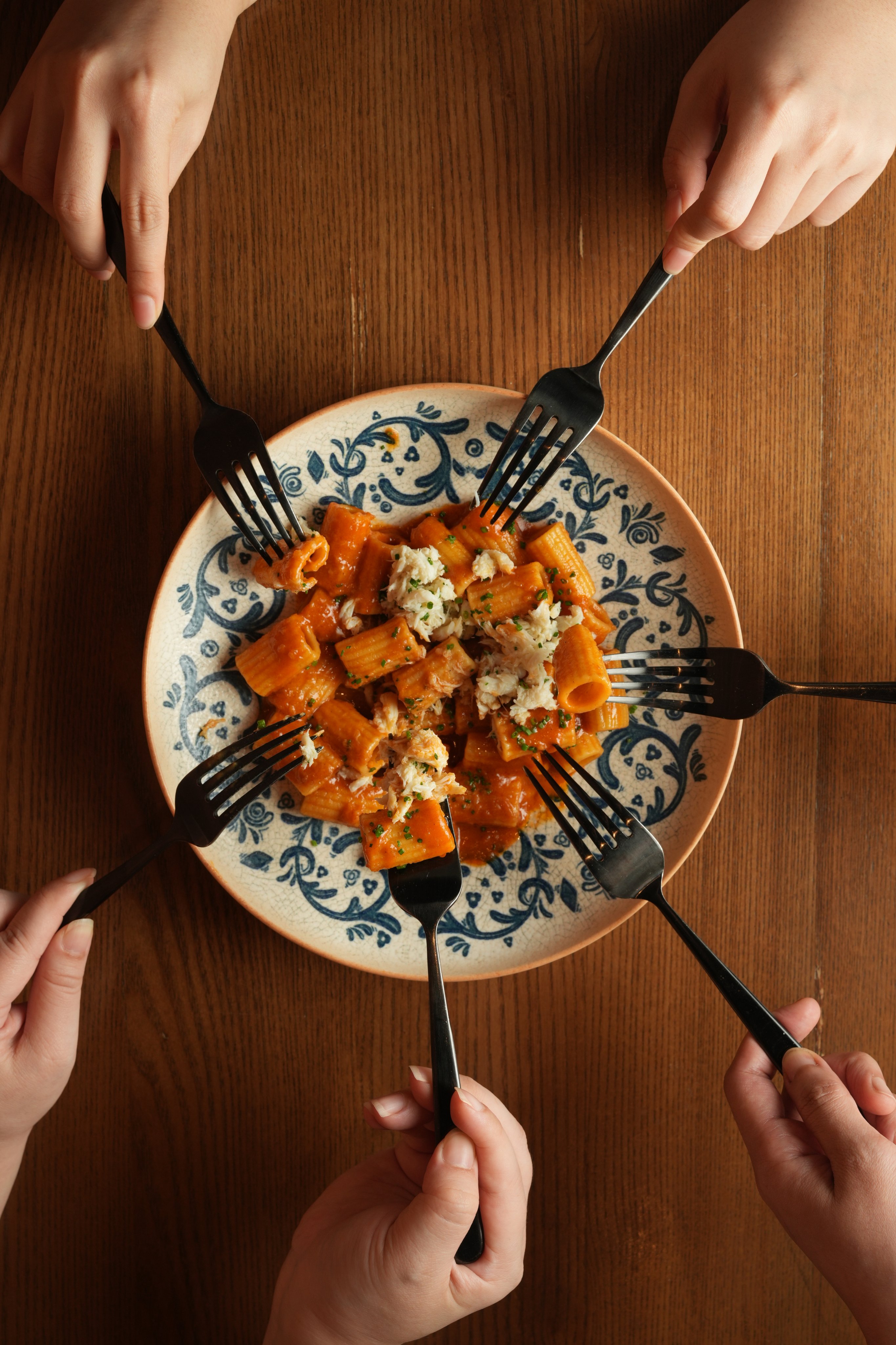 The blue crab rigatoni at the limited-time Wan Chai pop-up, Marrow. Photo: Handout