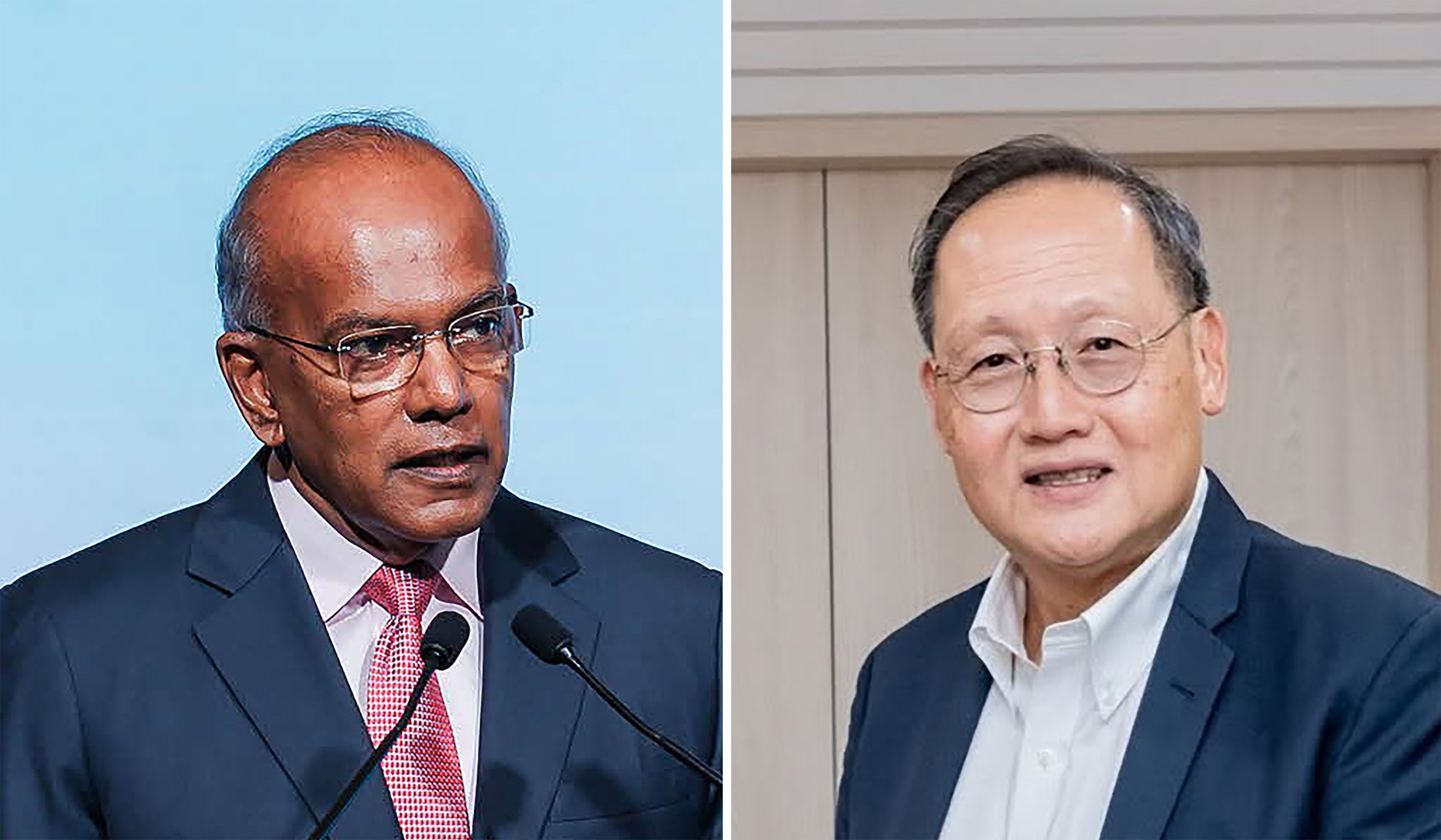 Singapore ministers K. Shanmugam (left) and Tan See Leng. Photos: Singapore International Cyber Week, Facebook/Tan See Leng
