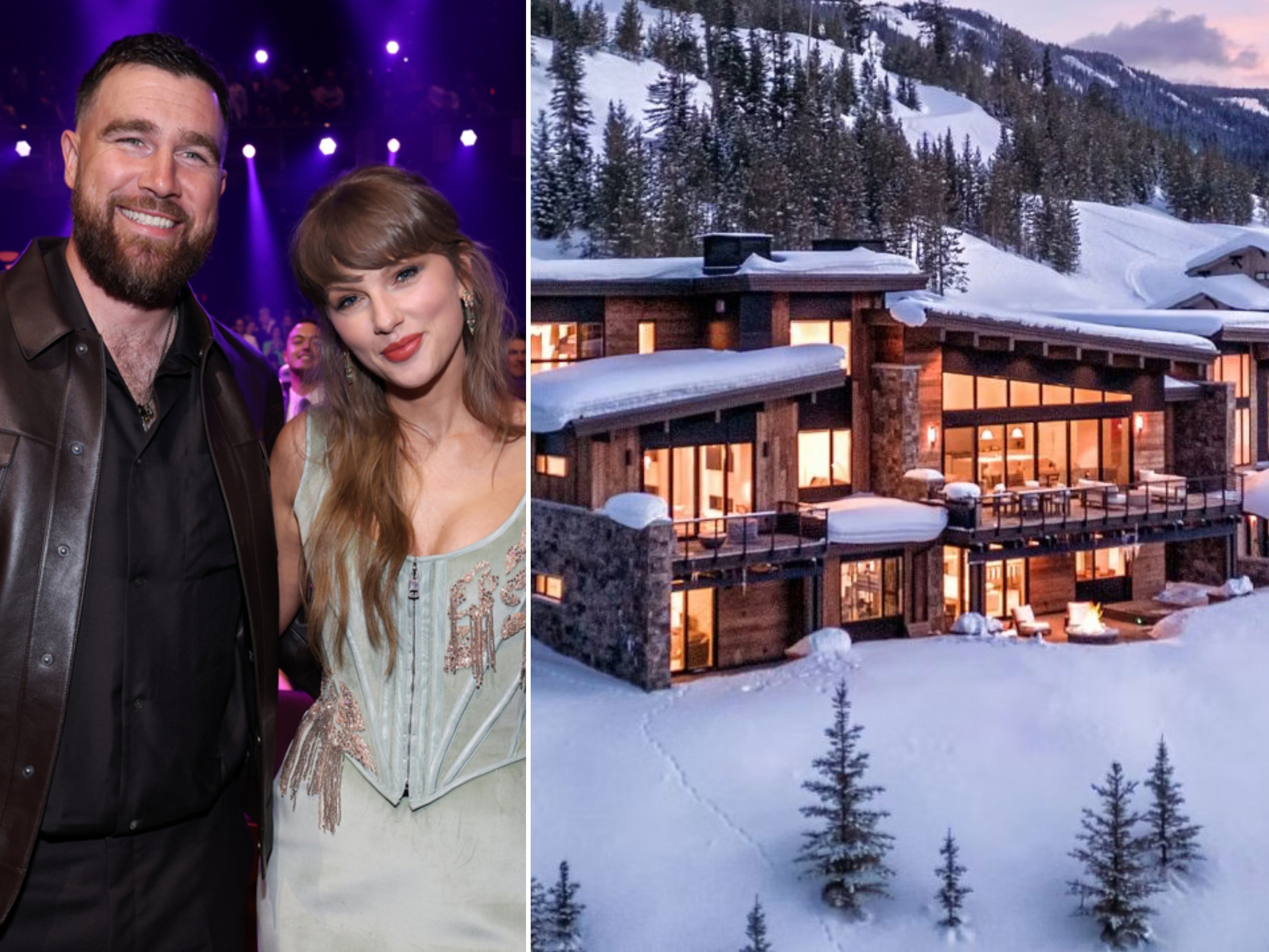 Travis Kelce and Taylor Swift spent some time at the highly exclusive Yellowstone Club after their wedding. Photos: Getty Images; Handout