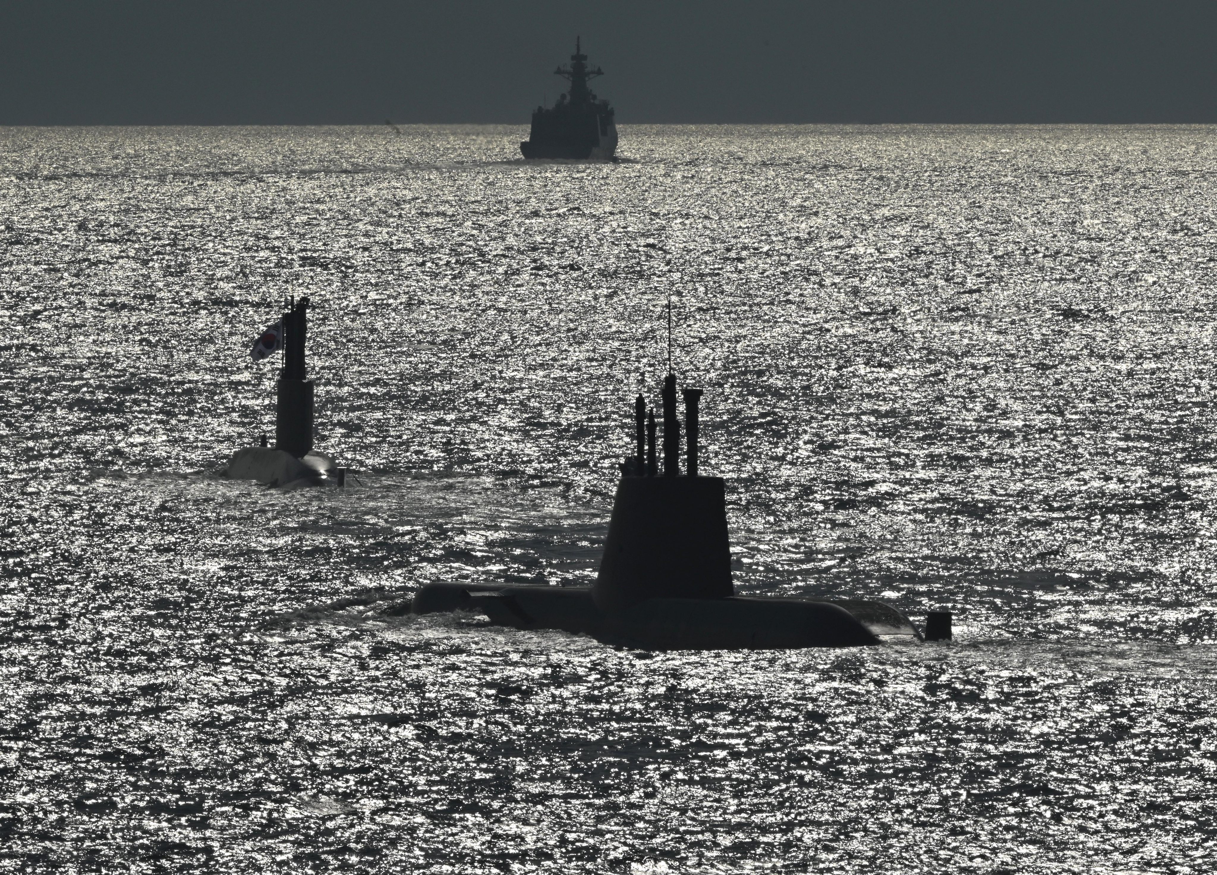 South Korean submarines take part in a naval fleet review off the southern port city of Busan last year. Photo: AFP