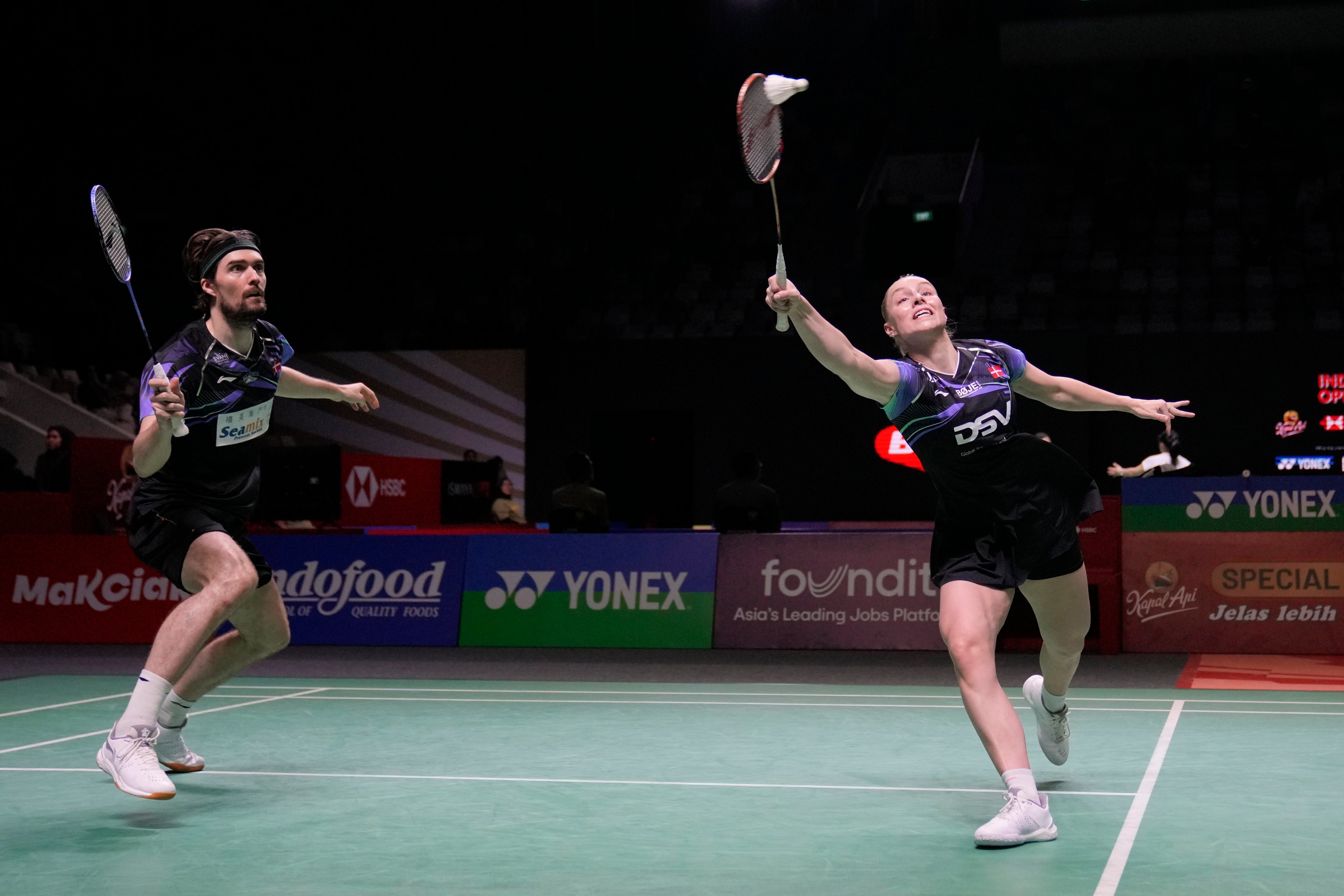 Journeymen Chun Kar-lung and Karen Feng lasted only 16 minutes against Danish European champions Mathias Christiansen (left) and Alexandra Boje at the Japan Open. Photo: AP