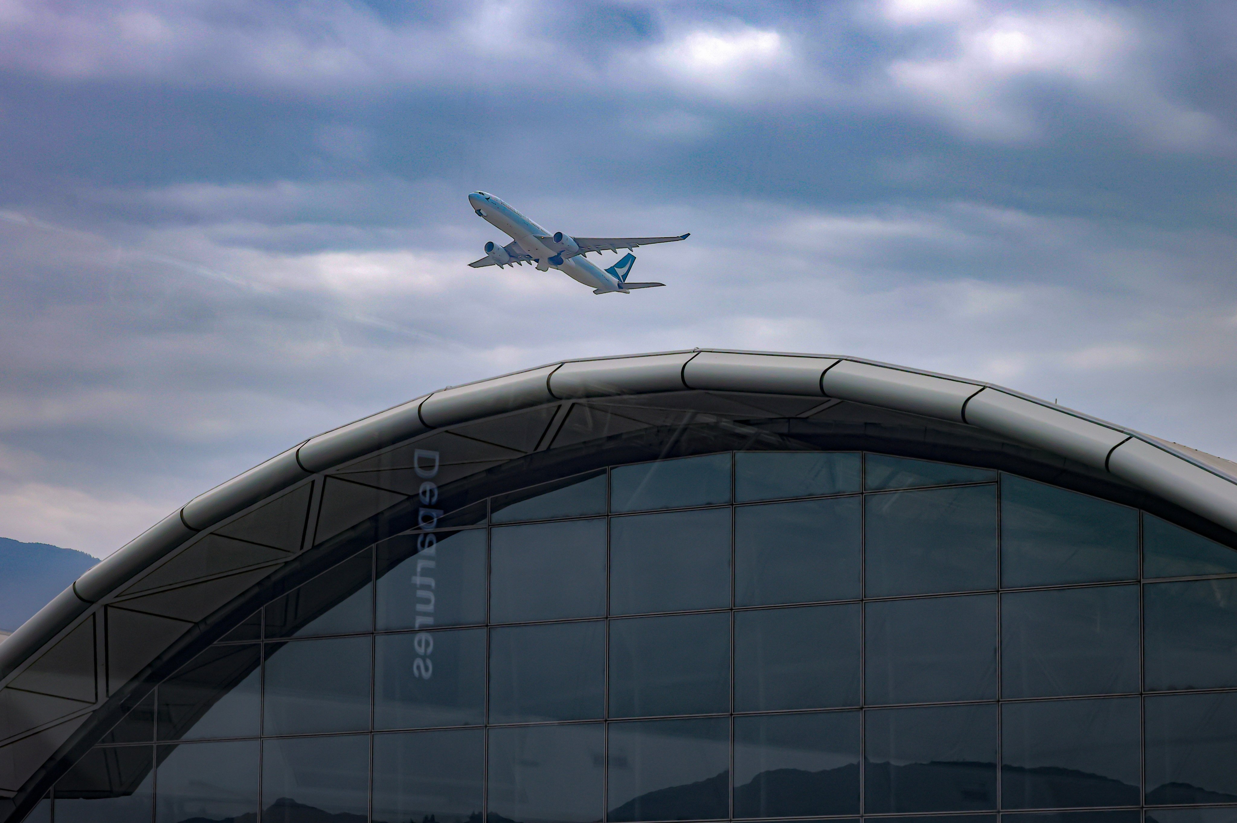 A Cathay Pacific aircraft takes off at Hong Kong International Airport. Photo: Nora Tam