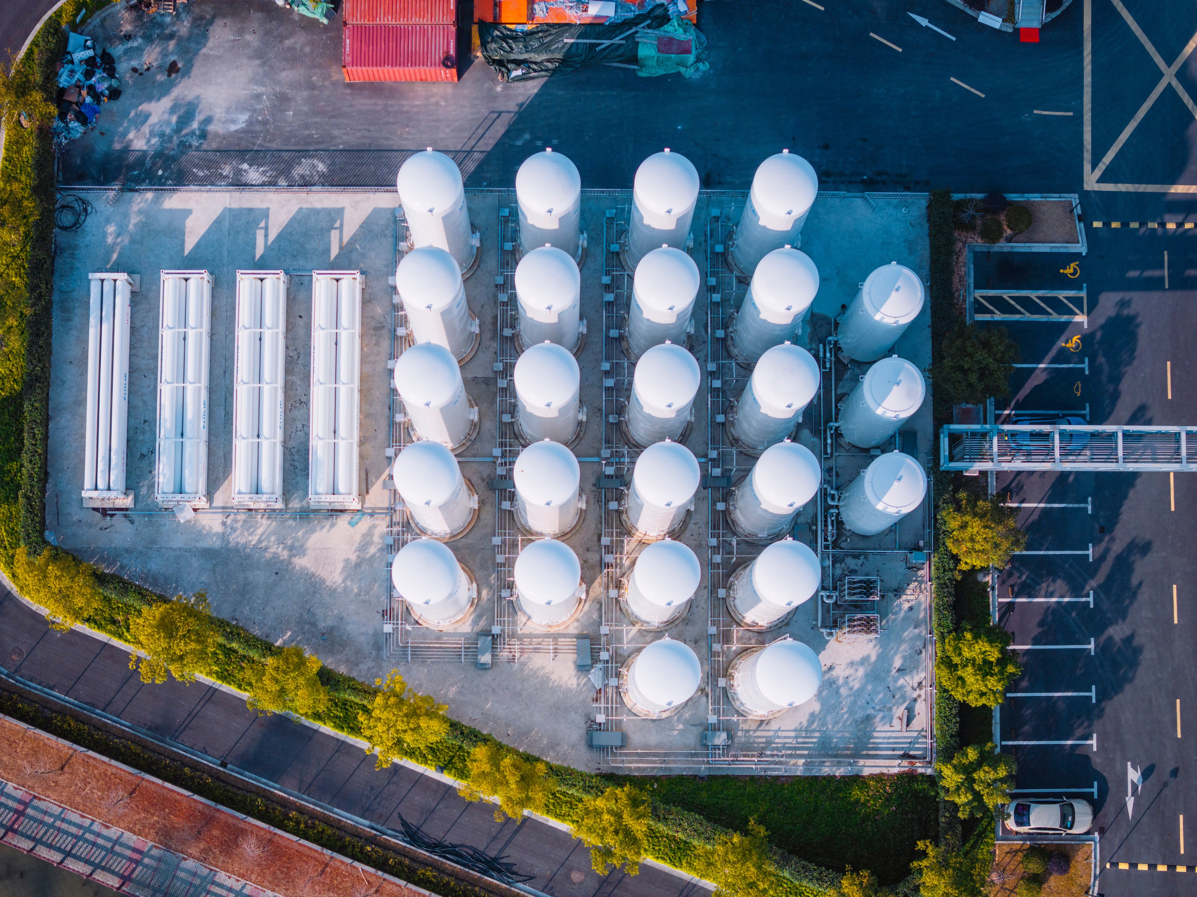 An aerial view of a facility handling gases such as helium. Photo: Getty Images