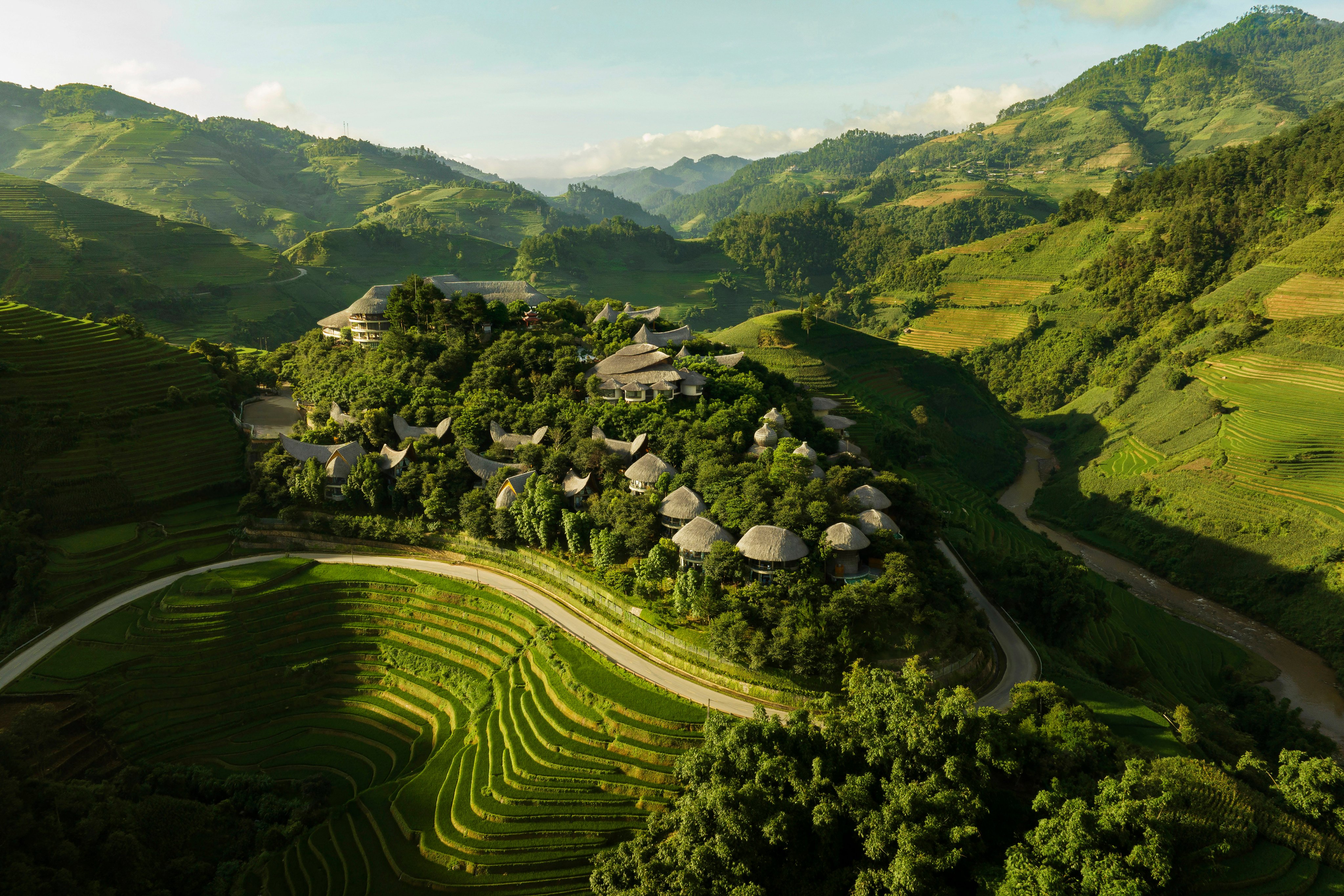 Garrya Mu Cang Chai is nestled in a protected heritage landscape of terraced rice paddies in the northern Vietnamese mountains. As well as breathtaking scenery, the luxury resort offers wellness treatments, and food and activities intertwined with the traditions of the local Hmong people. Photo: Garrya Mu Cang Chai