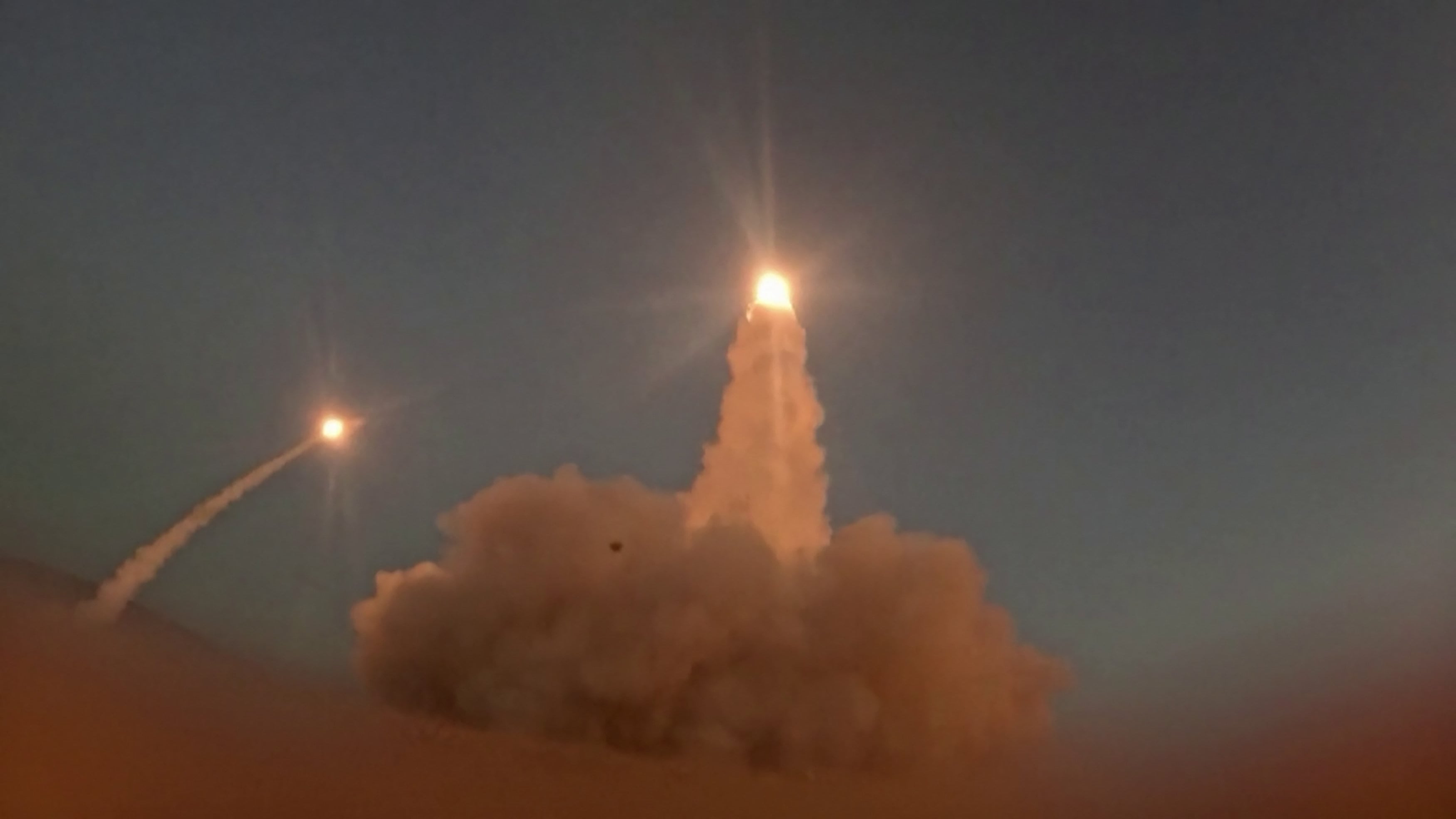 Screen grab from video footage released by the Iranian Revolutionary Guards’ Sepah News website purportedly shows missiles being launched from an undisclosed location towards US targets in Bahrain and Kuwait on July 14. Photo: AFP