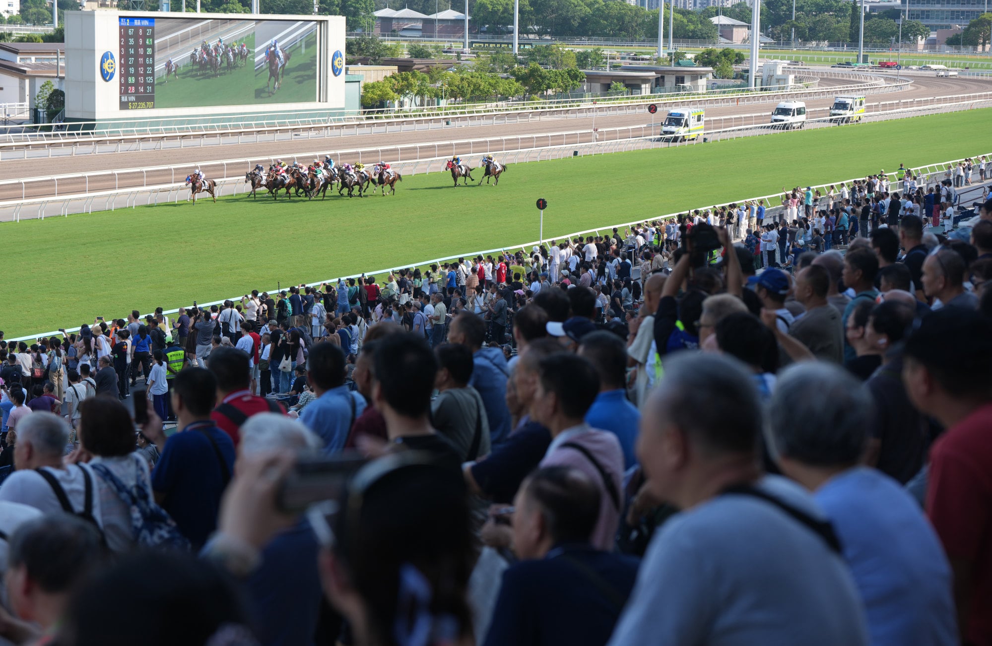 Racing fans watch on at the final Sha Tin meeting of the season. Photo: Sam Tsang