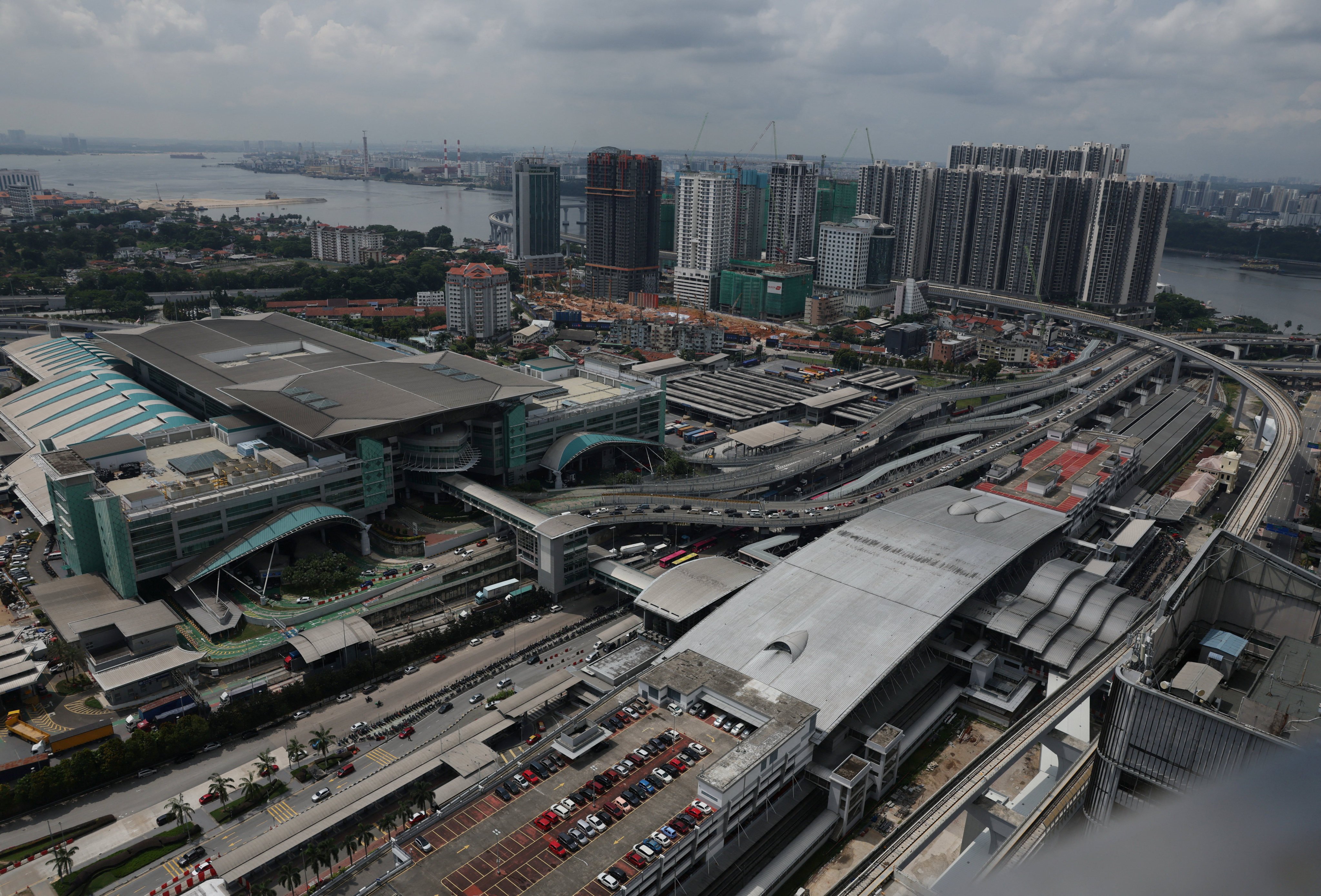 A view of the tracks of the Johor Bahru-Singapore Rapid Transit System (RTS) Link running past the Customs, Immigration and Quarantine complex in Johor Bahru, Malaysia, on July 6. Photo: Reuters