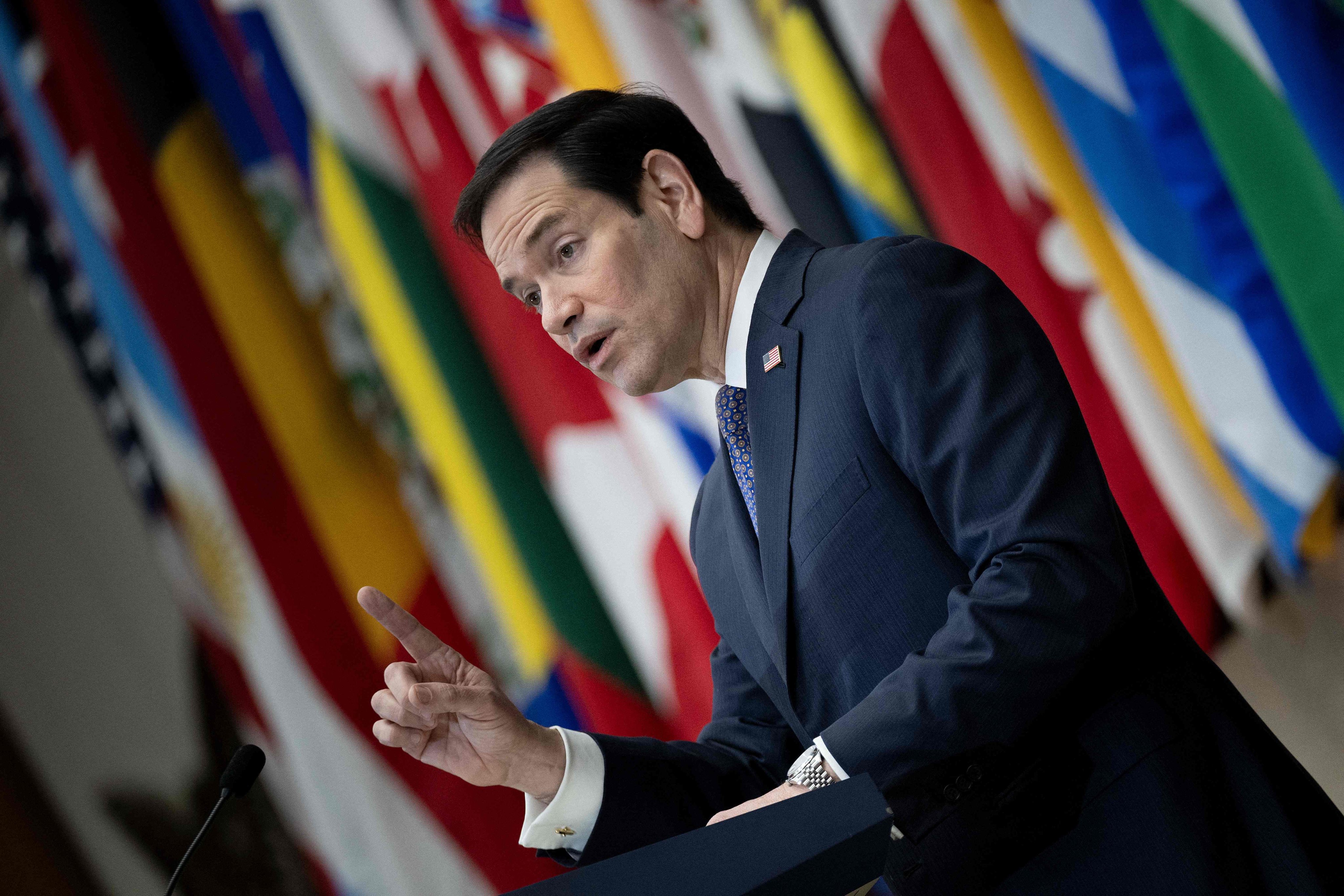 US Secretary of State Marco Rubio speaks at the US Department of State on Thursday. Photo: AFP