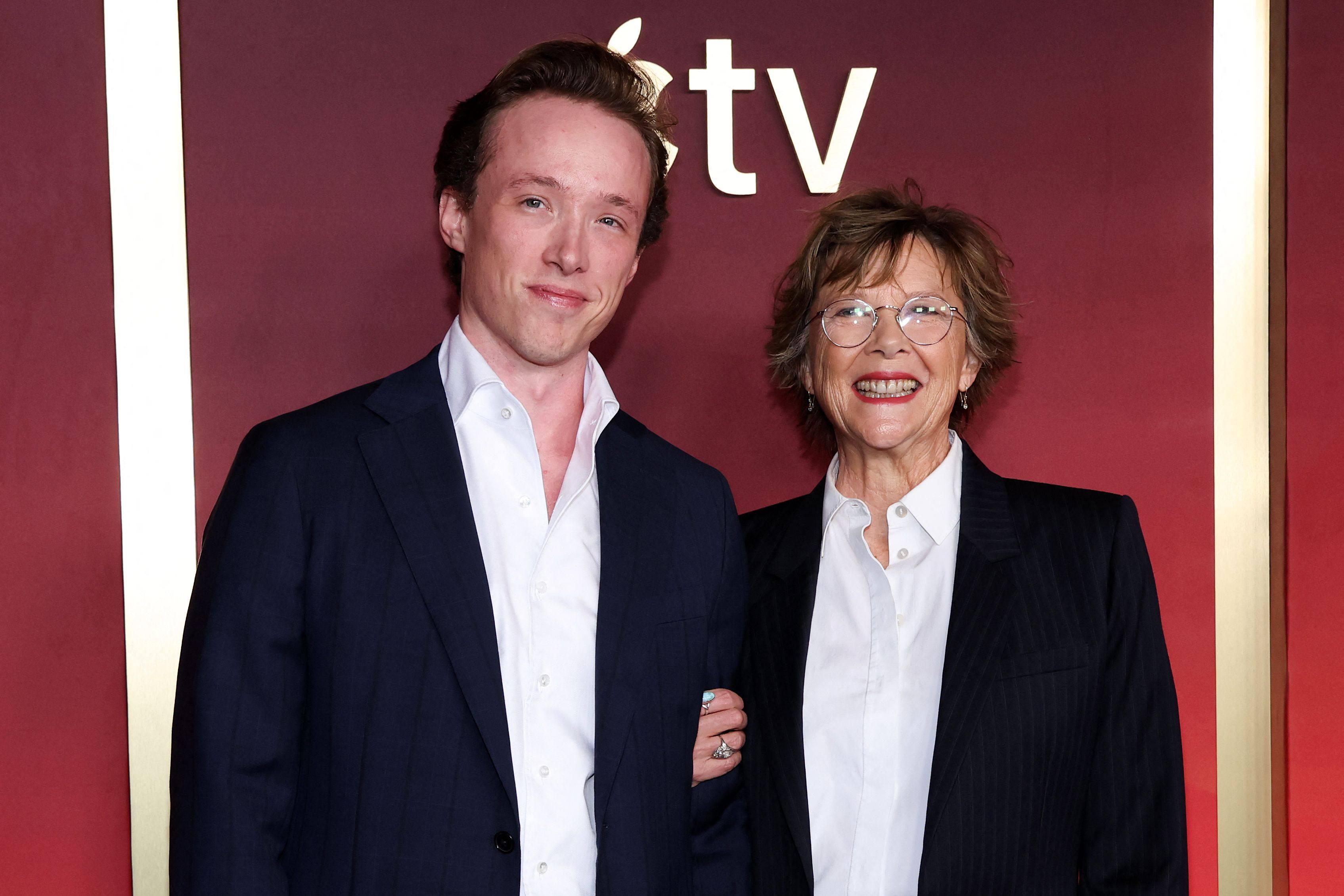 Annette Bening and her son Benjamin Beatty attend Apple TV’s premiere of Lucky in Los Angeles on July 13. Photo: AFP