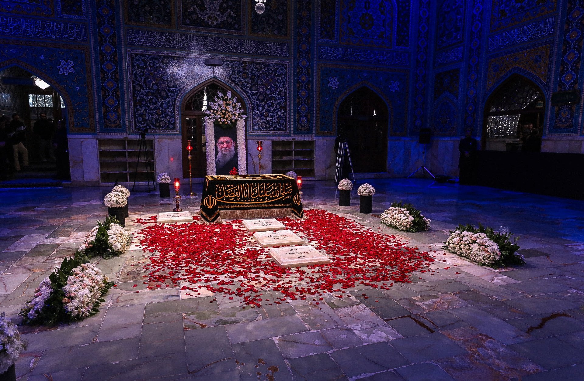 The grave of Iran’s former supreme leader, Ayatollah Ali Khamenei, is seen inside the Imam Reza shrine in the city of Mashhad, Iran, on July 10. Photo: Iranian Supreme Leader Office/EPA