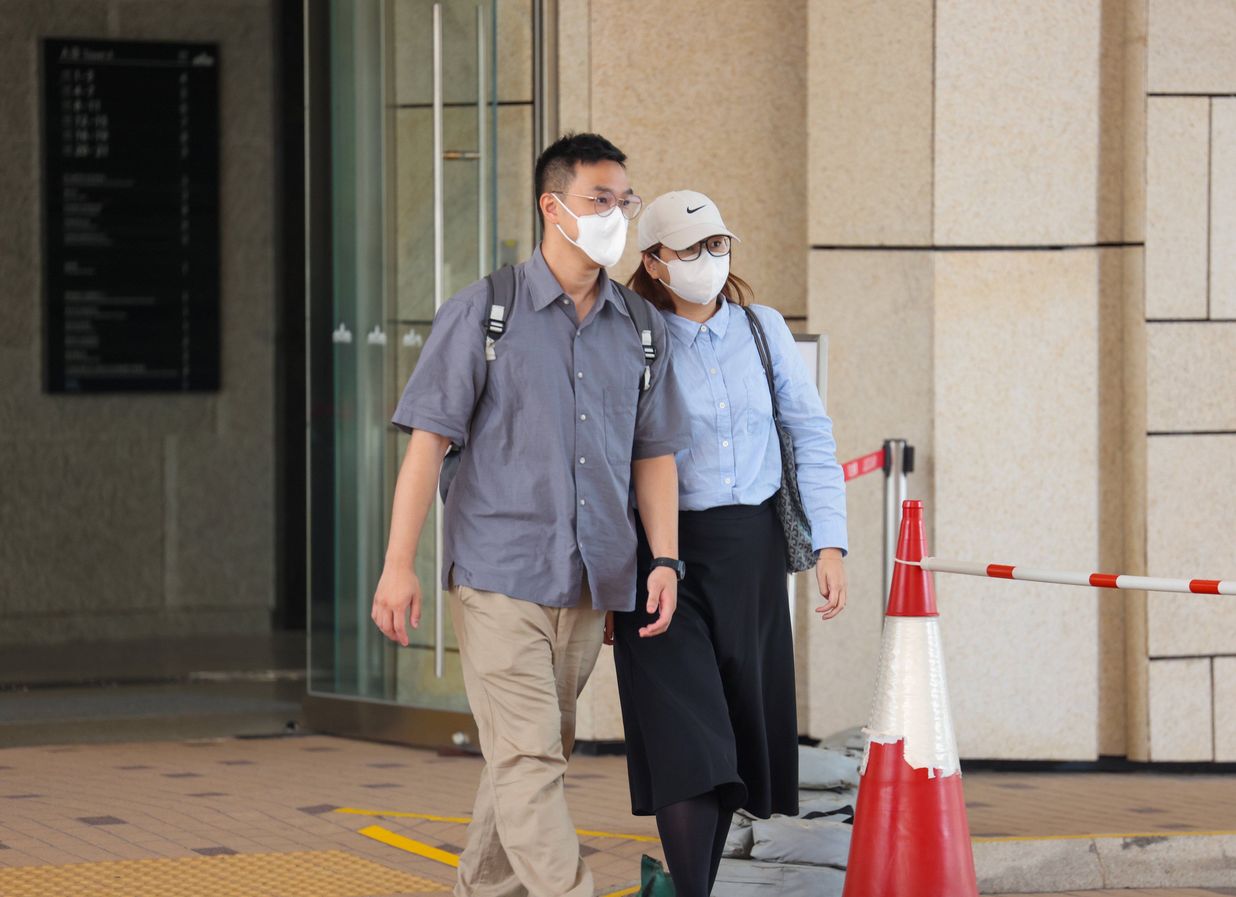 Angel’s parents, Yu Ping-hang (left) and Law Ka-sin, outside the Coroner’s Court on July 10. Photo: Brian Wong