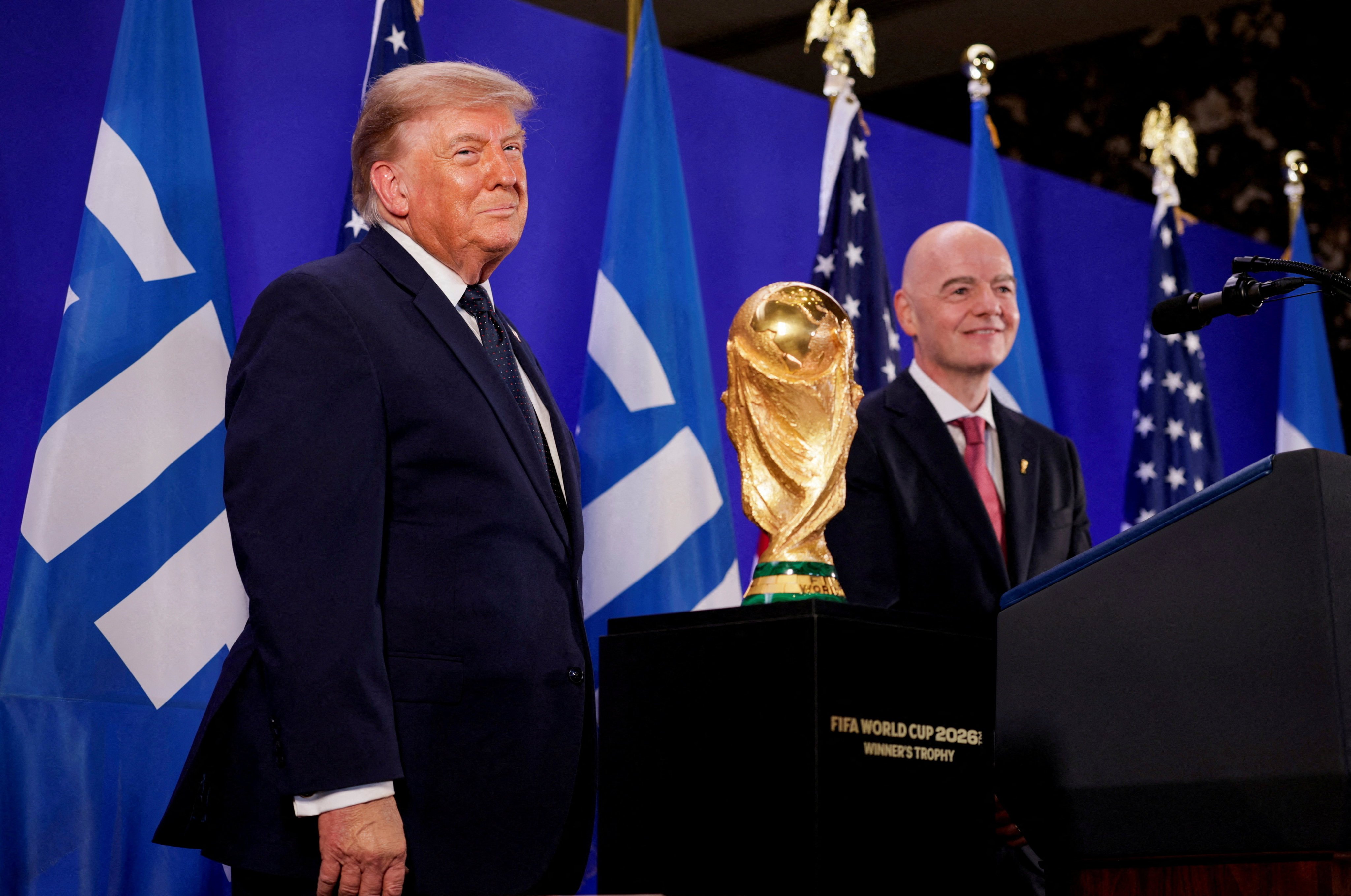 Donald Trump and Gianni Infantino at a Fifa reception at Trump Tower in New York. Photo: Reuters