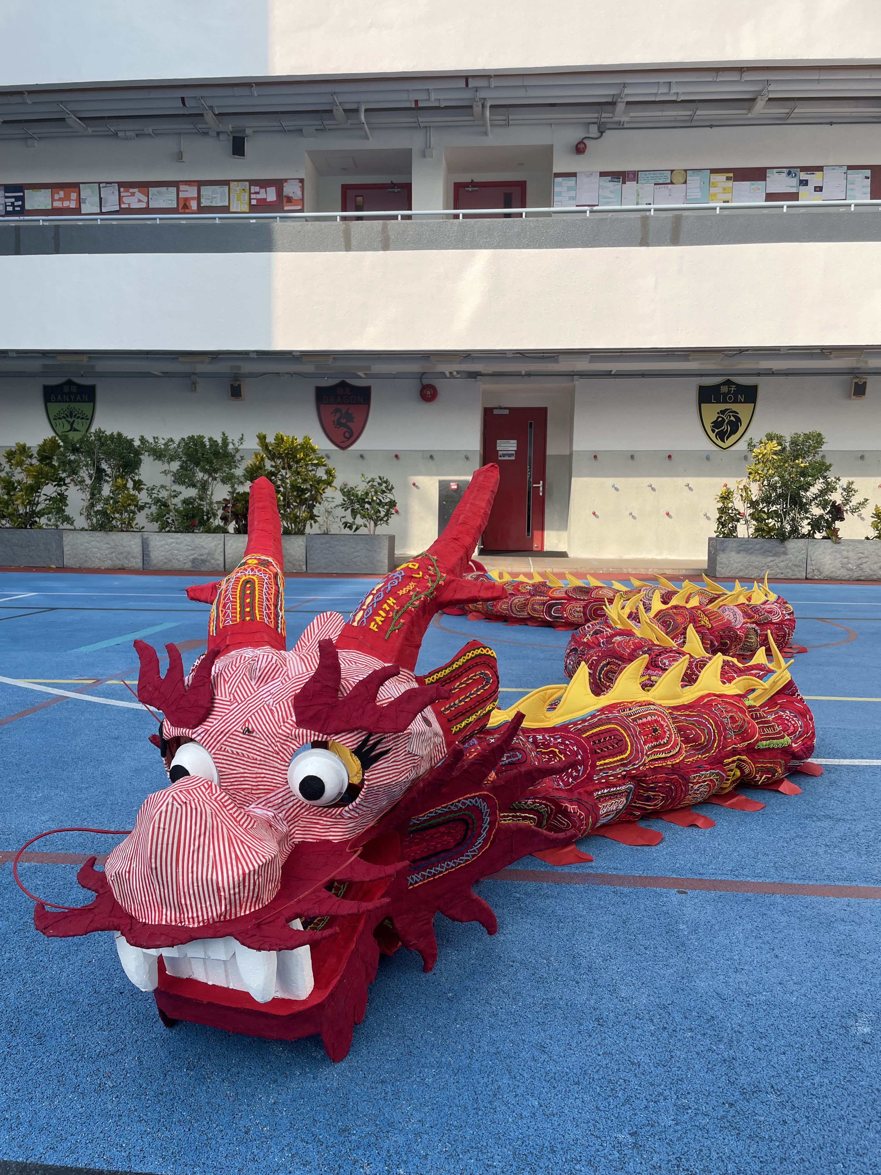 Sha Tin Junior School in Hong Kong created a dramatic dragon costume as part of a  community embroidery project. Photo: Handout