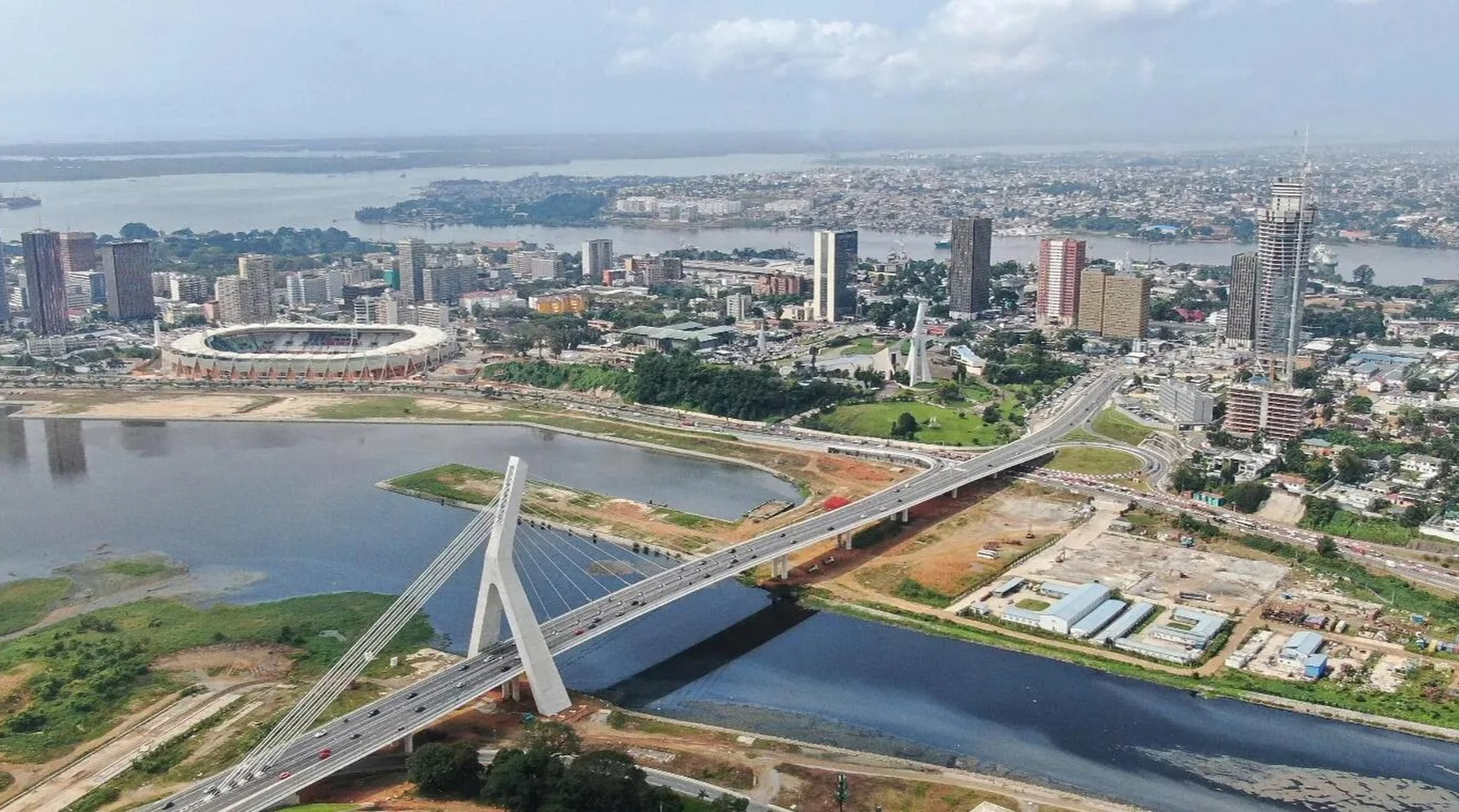 An aerial view of the Cocody Bridge in Abidjan, Ivory Coast. Picture: Xinhua