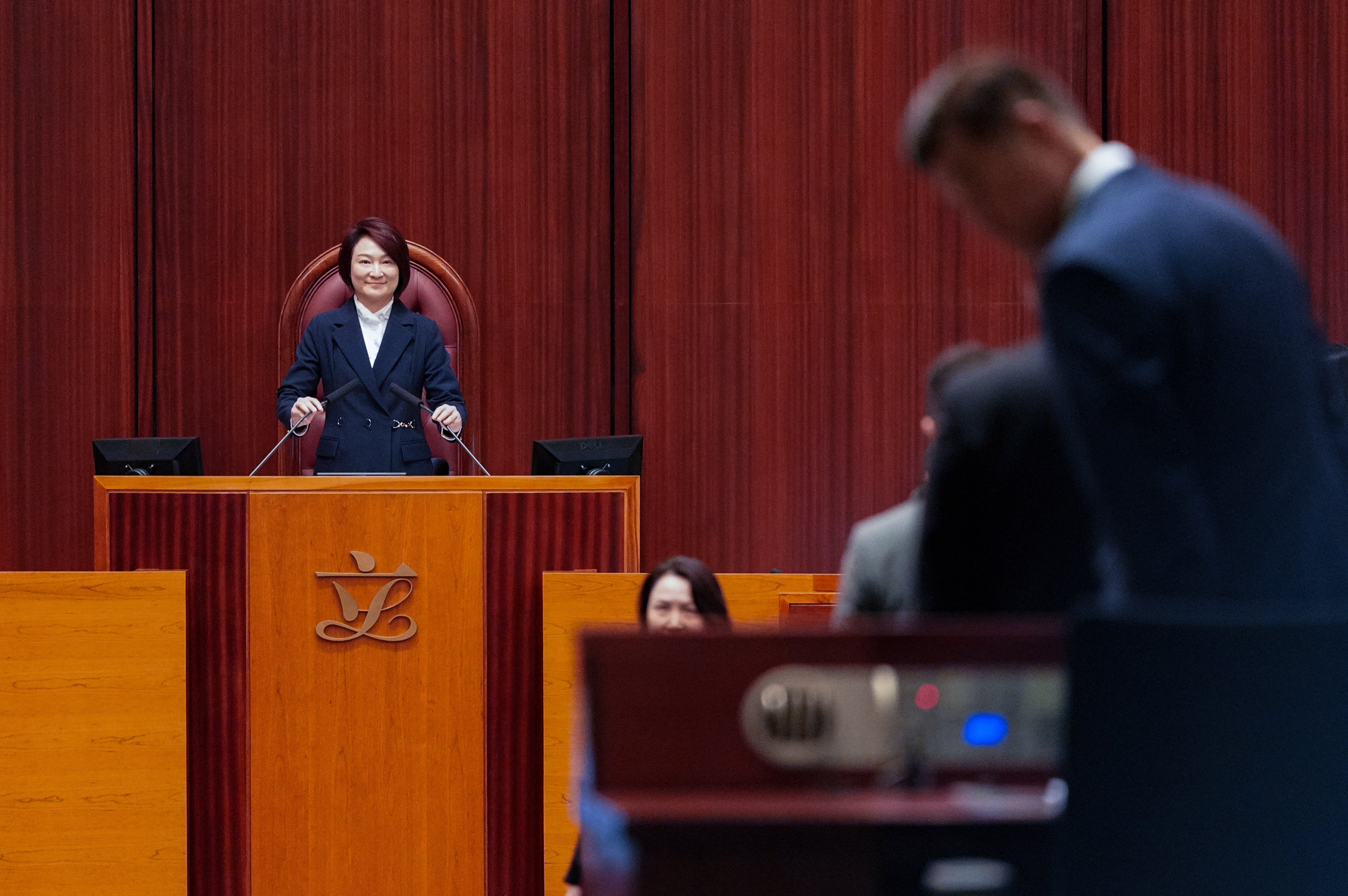 Starry Lee chairs the first meeting of the eighth Legislative Council in Admiralty on January 14. The Legco president was the most reported lawmaker with 968 entries. Photo: Eugene Lee