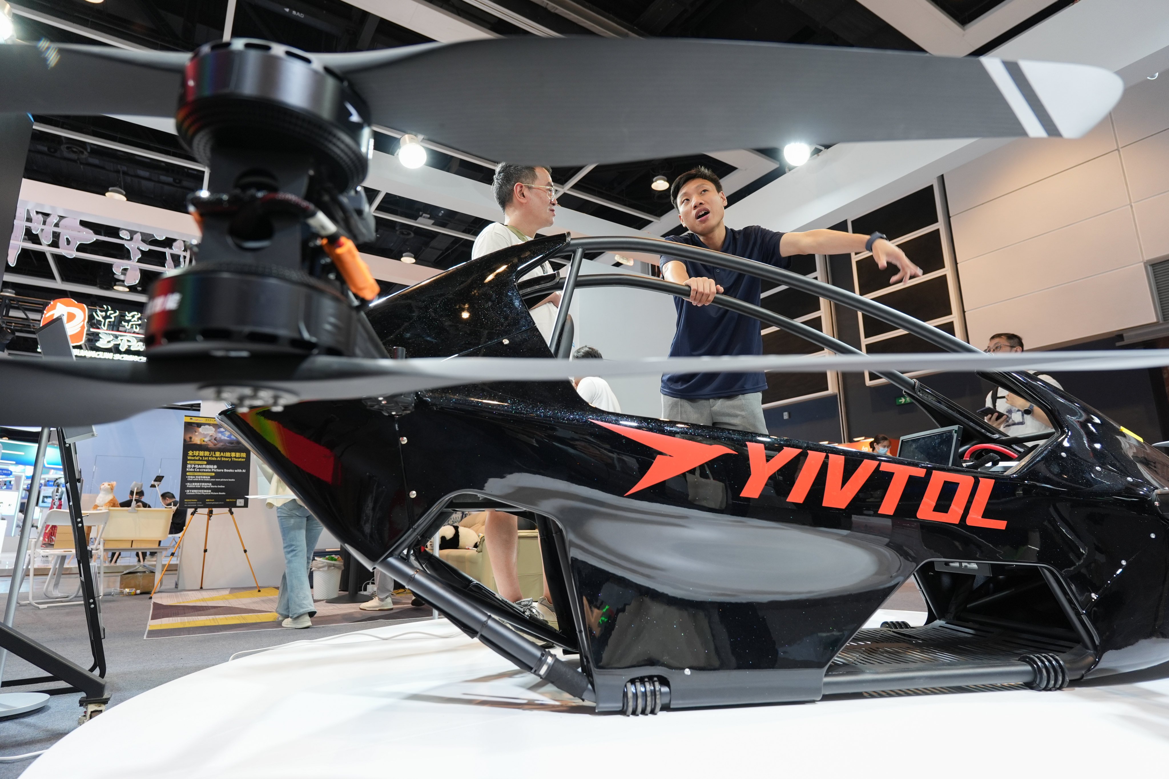 A Yivtol electric vertical take-off and landing (eVTOL) aircraft at InnoEx 2026 at the Hong Kong Convention and Exhibition Centre in Wan Chai on April 14, 2026. Photo: Eugene Lee
