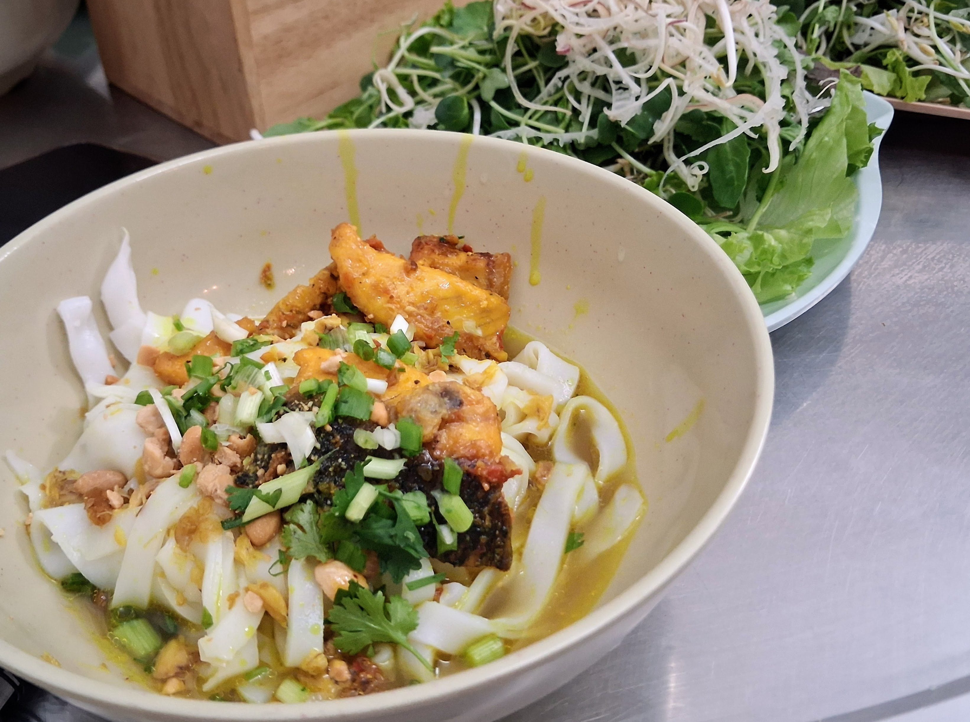 A bowl of mi quang, a Vietnamese noodle dish widely enjoyed in central Vietnam, is served at Mi Quang Nhung in Da Nang. Food influencer Helen Le takes writer Andrew Sun to this joint and others during a food tour of Vietnam’s third city. Photo: Andrew Sun
