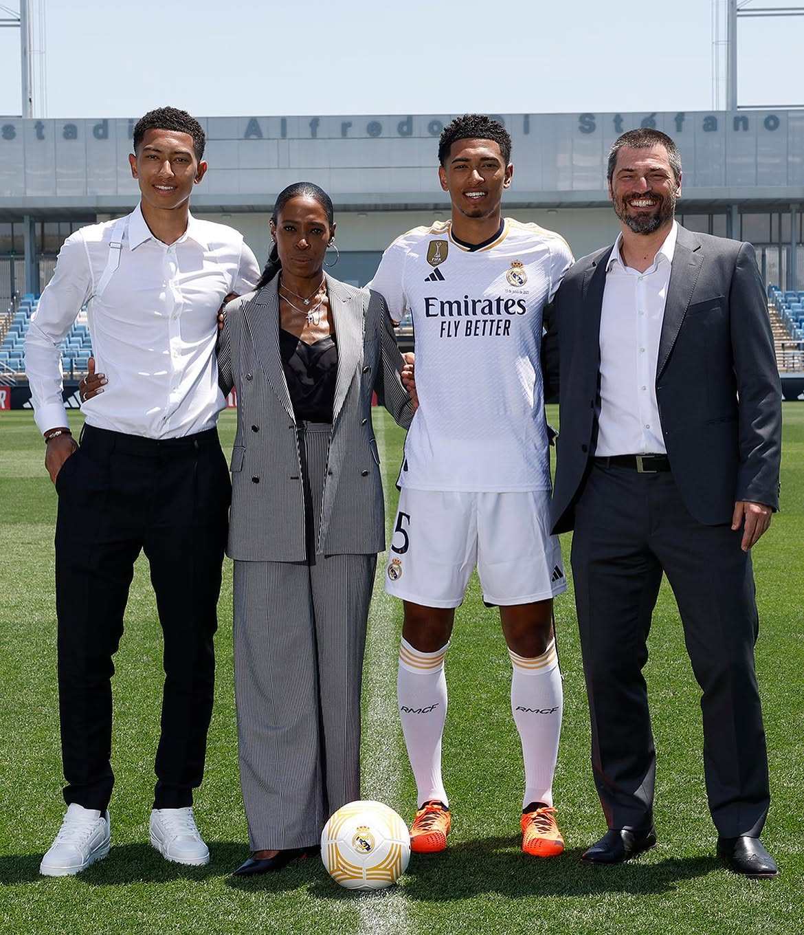 Jude Bellingham celebrating joining Real Madrid in 2023, with his family by his side. Photo: @judebellingham/Instagram