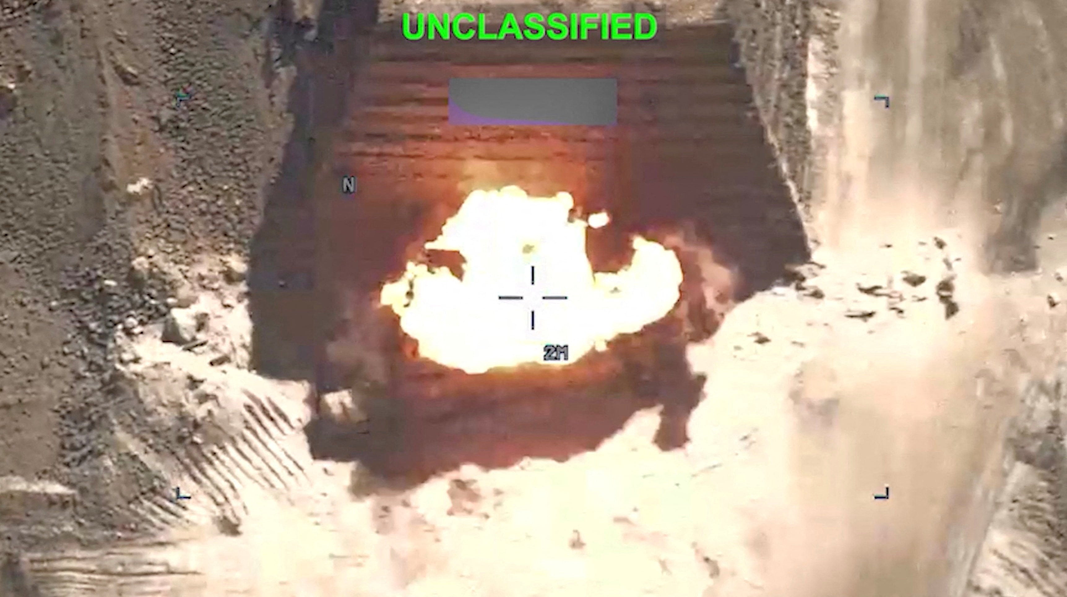 An explosion at an unknown location during what the US military says are strikes on Iran. Photo: US Central Command via Reuters