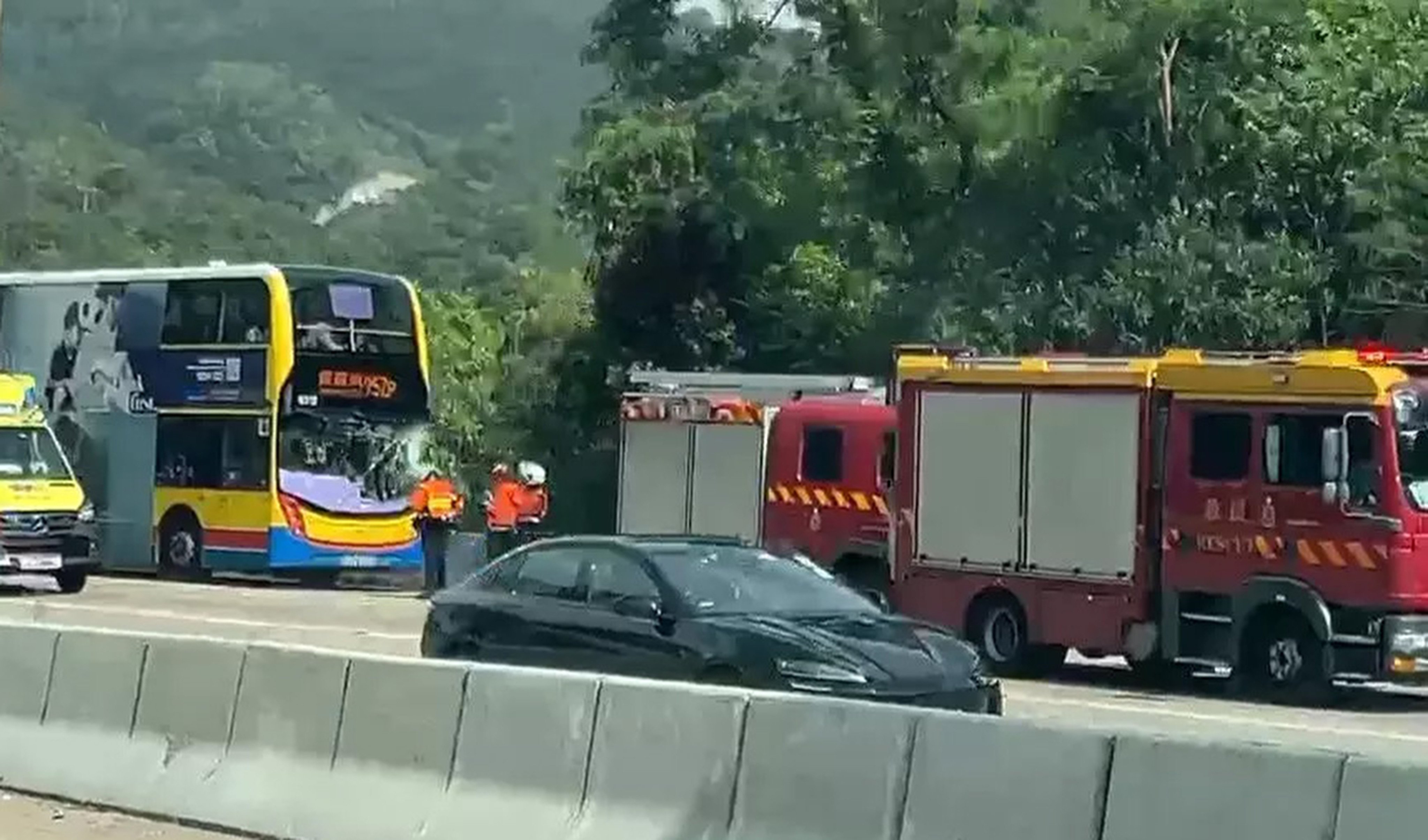 Screengrab from TV news footage. Police say they received a report of the crash at 8.59am. Photo: iCable TV